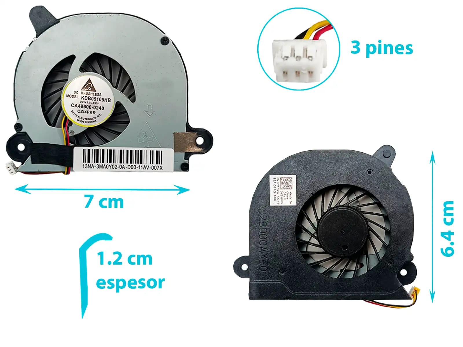 COOLER DELL INSPIRON 15R 5520 5525 7520 VOSTRO 3560 Y5HVW 0Y5HVW DC28000AYF0 (3 LINES) — imagen 1