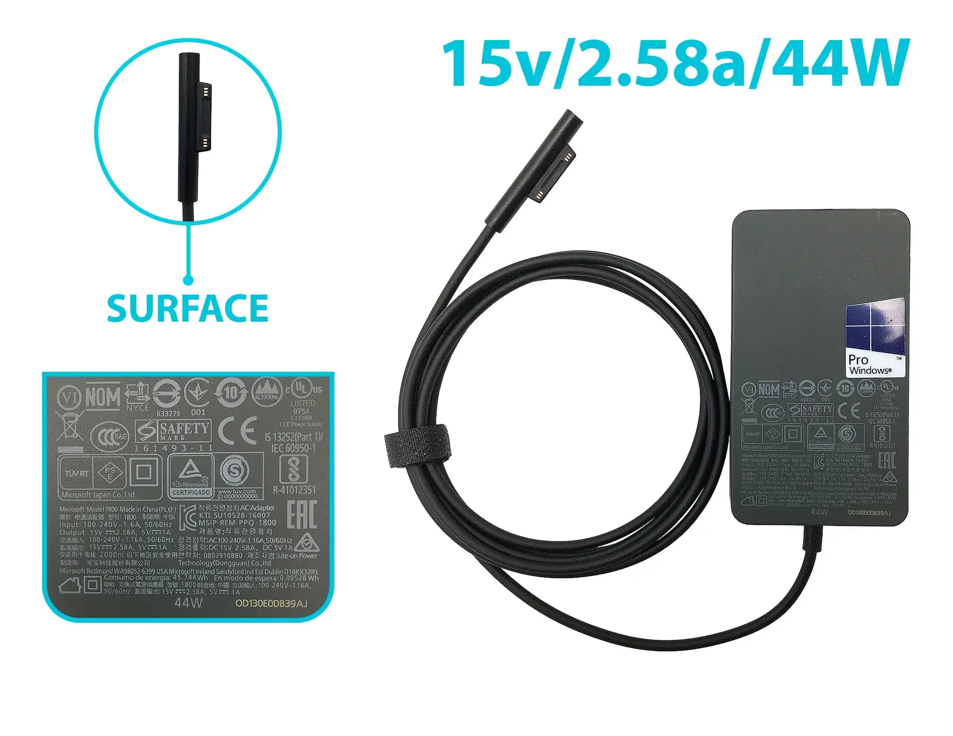 CARGADOR MICROSOFT SURFACE 15v/2.58a/39W *ORIGINAL* — imagen 1