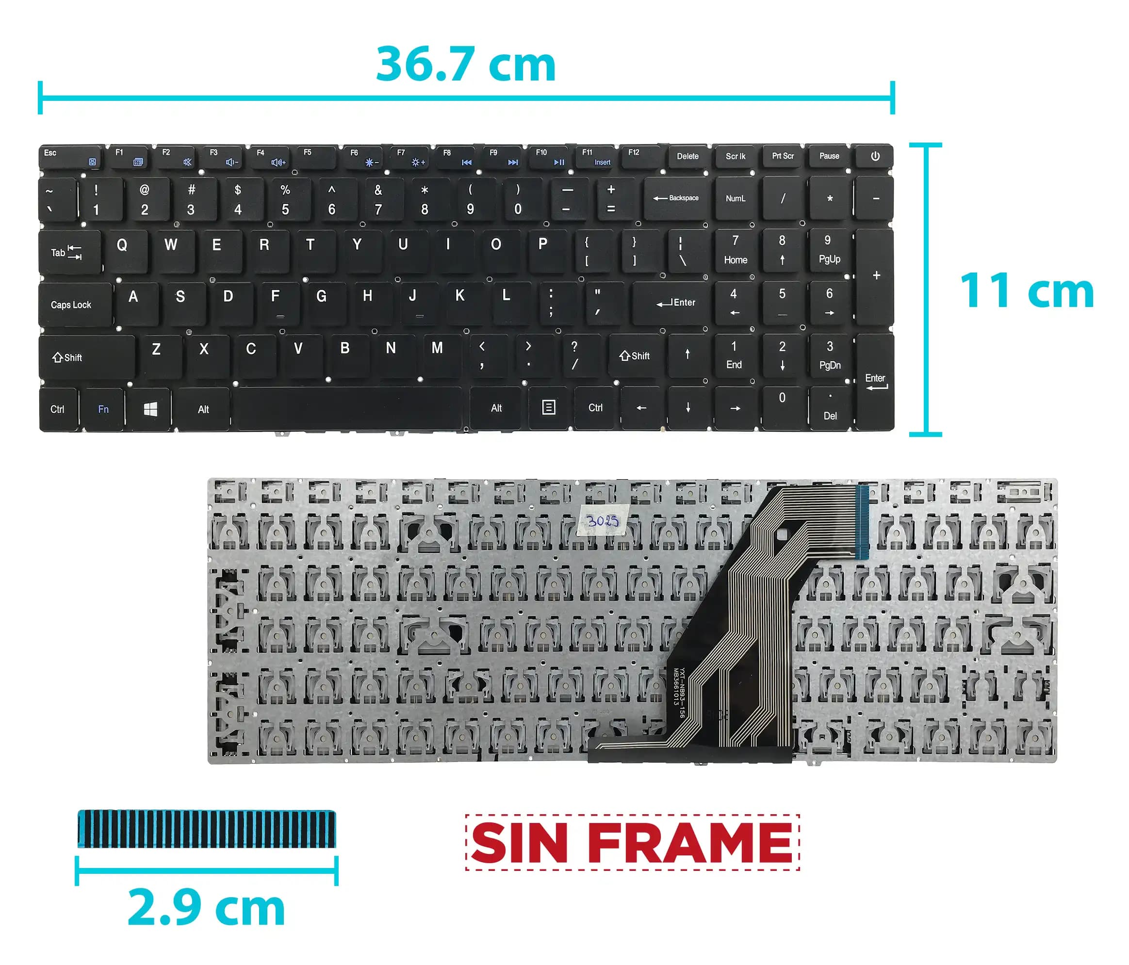 TECLADO GATEWAY MB3661009 YXT-NB93-142 BOTTON POWER SIN FRAME US NUMÉRICO — imagen 1