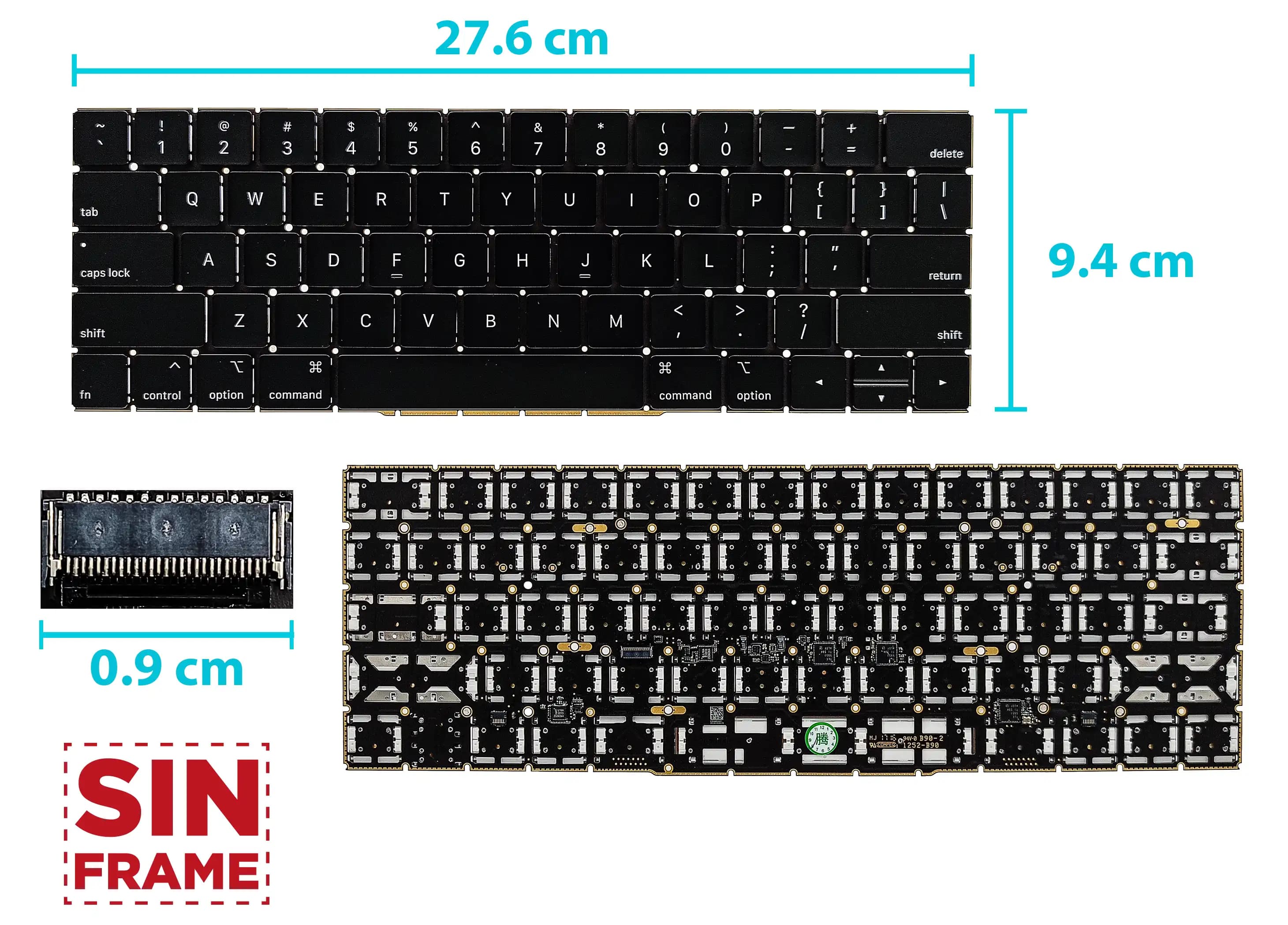 TECLADO APPLE MACBOOK A1707 A1706 SIN FRAME US — imagen 1