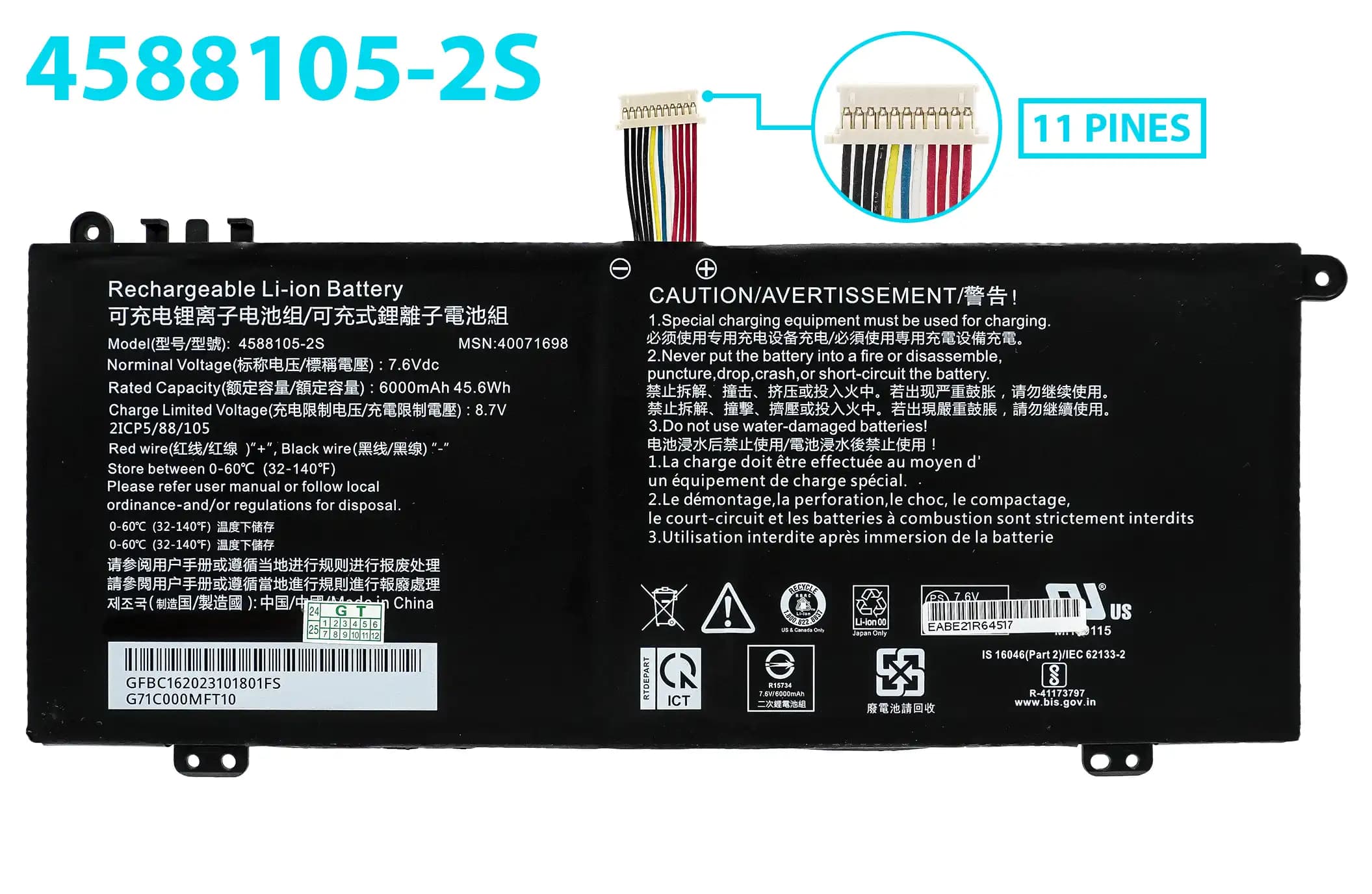 BATERIA TOSHIBA DYNABOOK 4588105-2S INTERNA *ORIGINAL* — imagen 1