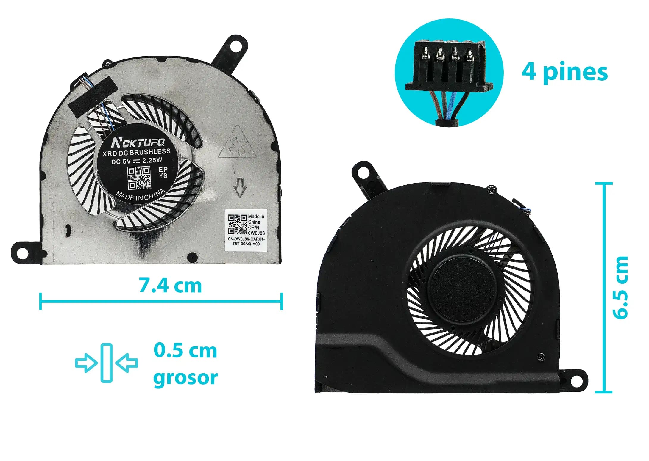 COOLER DELL 5480 E5480 5490 E5490 0P5F39 (4 LINES) — imagen 1