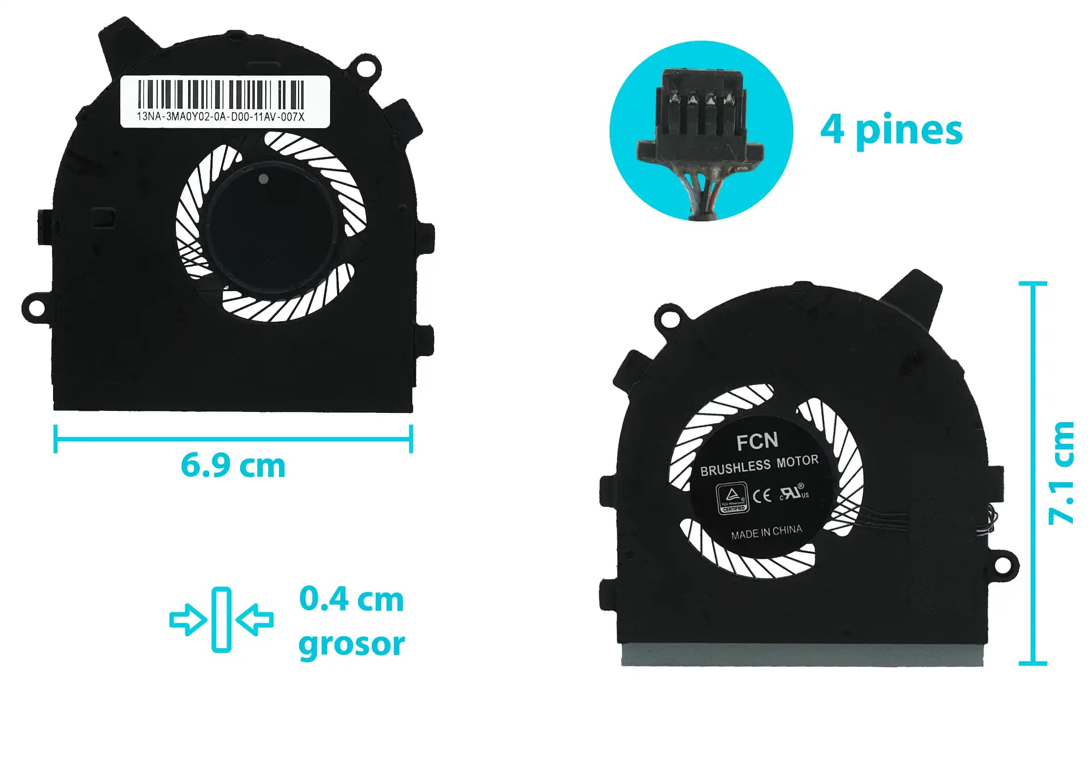 COOLER DELL CPU 1XVDH 01XVDH DFS5K12214161F FLBW INSPIRON 13 7390 2 en 1 P113G (4 LINES) — imagen 1