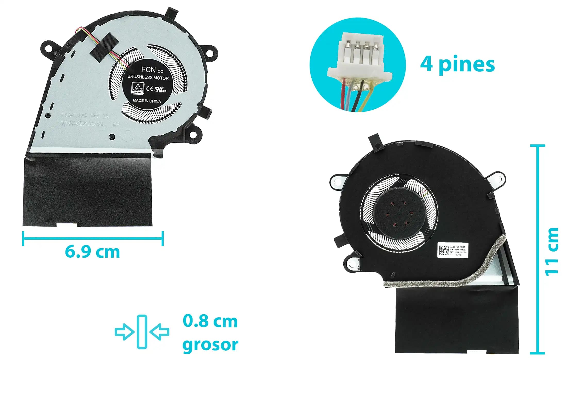 COOLER ASUS ROG STRIX CPU G731 G731G G731GW G17 G712 G712LU G712LV G712LW G712LWS G532L G712L G732LW DFSDK22105182L DFSCK22115181L 12V 1A (4 LINES) — imagen 1