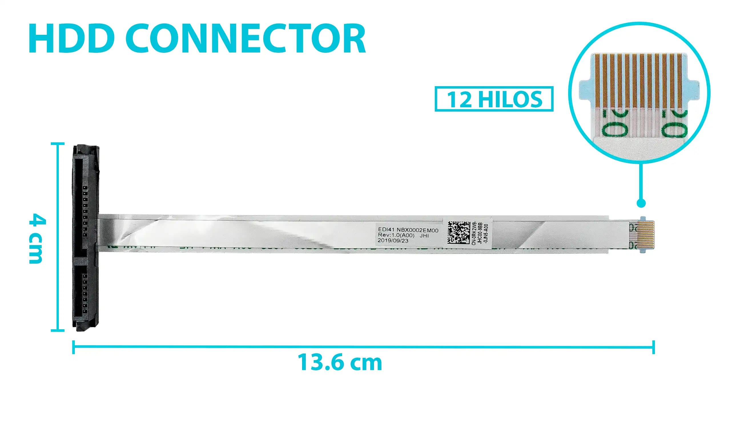 HARD DRIVE HDD CONNECTOR LENOVO DELL INSPIRON 3582 3580 3480 3482 3583 NBX0002EM00 0RK2W9 — imagen 1