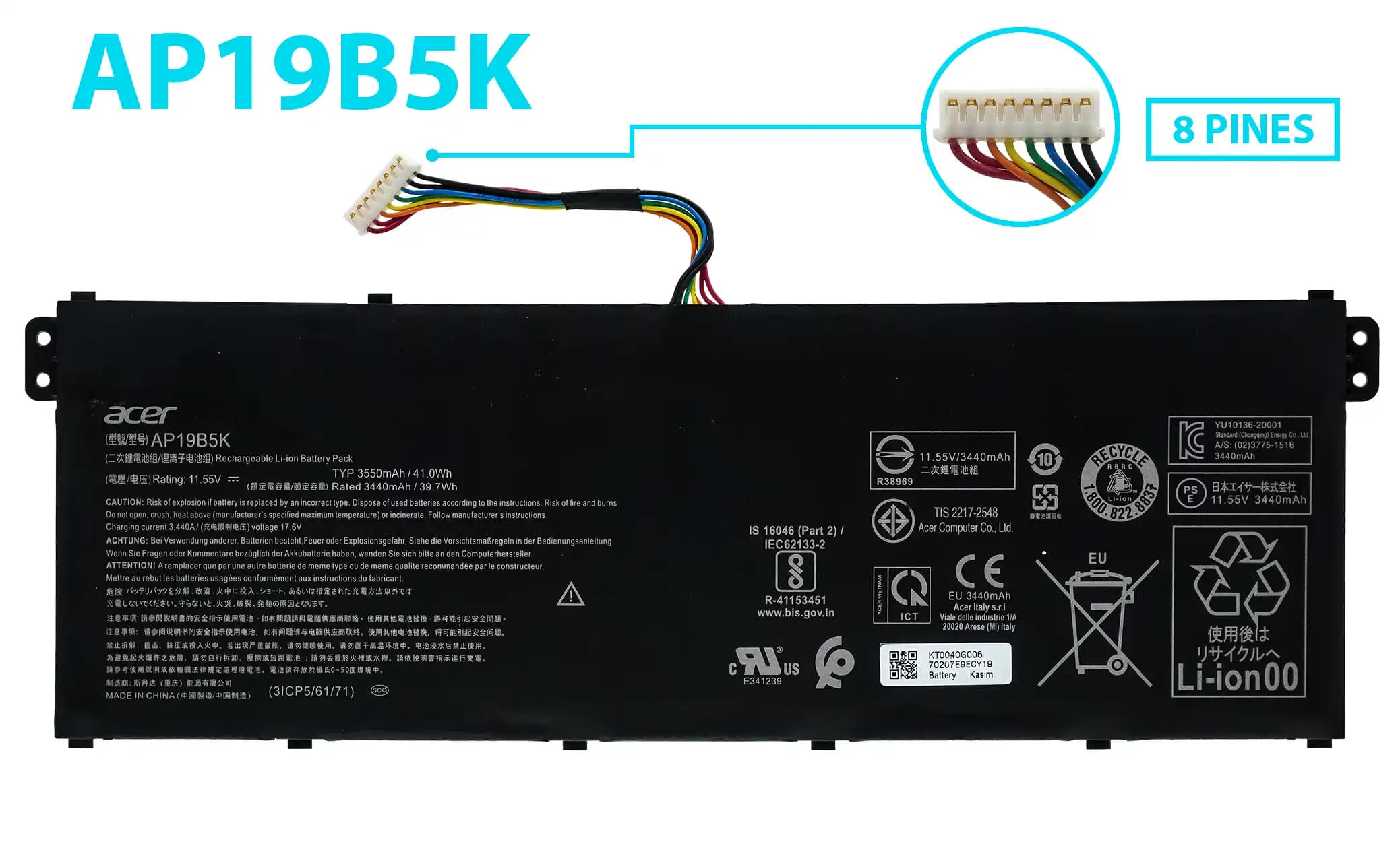 BATERIA ACER AP19B5K CHROMEBOOK 314 CB314-2H-K6CV INTERNA *ORIGINAL* — imagen 1