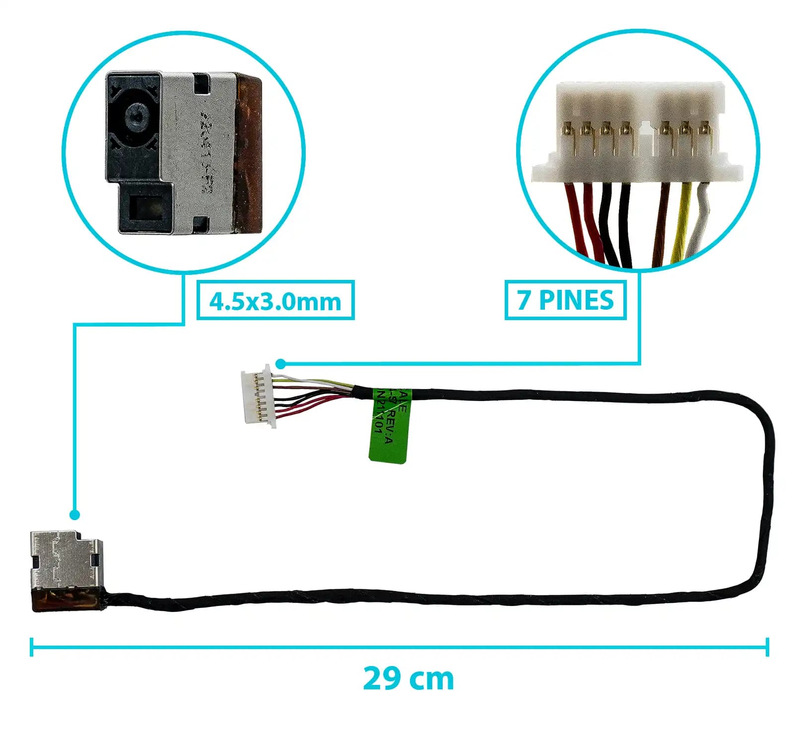 PIN DE CARGA DC JACK HP PAVILION 15-CW 15-CD 15-CS 15-CC 4.5x3.0mm CON CABLE LARGO 29 CM — imagen 1