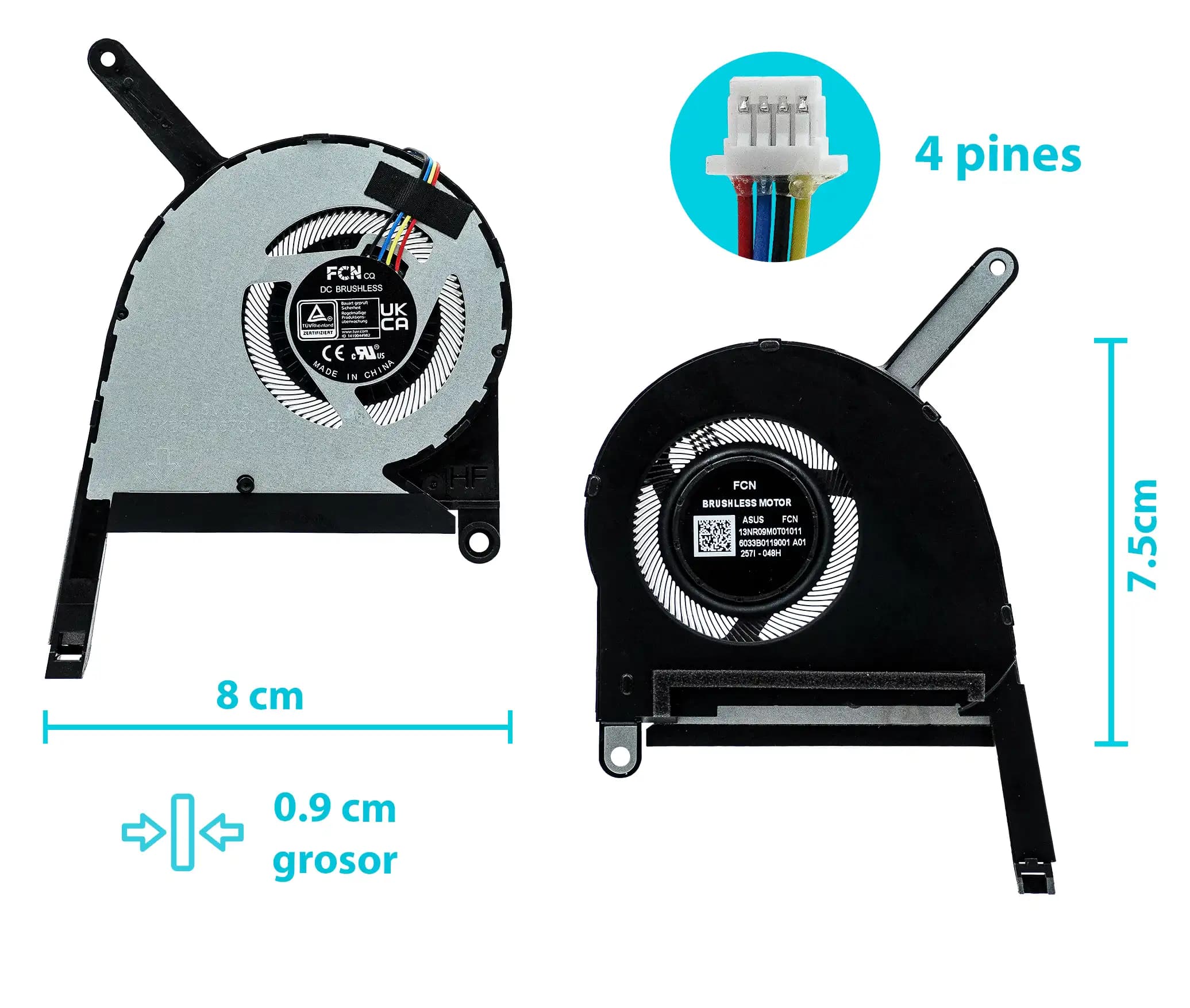 COOLER ASUS CPU TUF 3/4/5 FX507 FX507Z FA507 FA507R ZC FX707ZR FA707 (4 LINES) — imagen 1