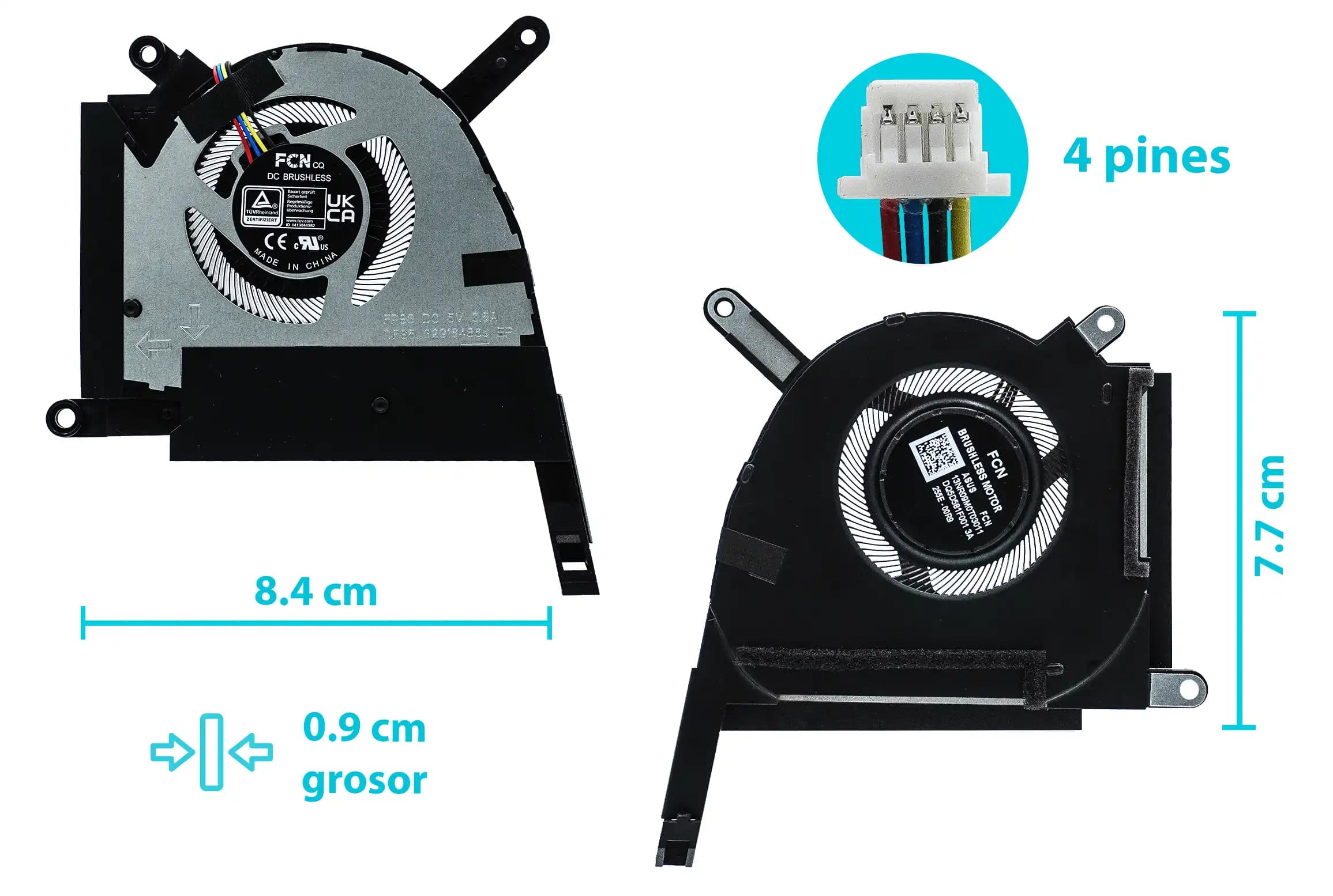 COOLER ASUS GPU TUF 3/4/5 FX507 FX507Z FA507 FA507R ZC FX707ZR FA707 (4 LINES) — imagen 1
