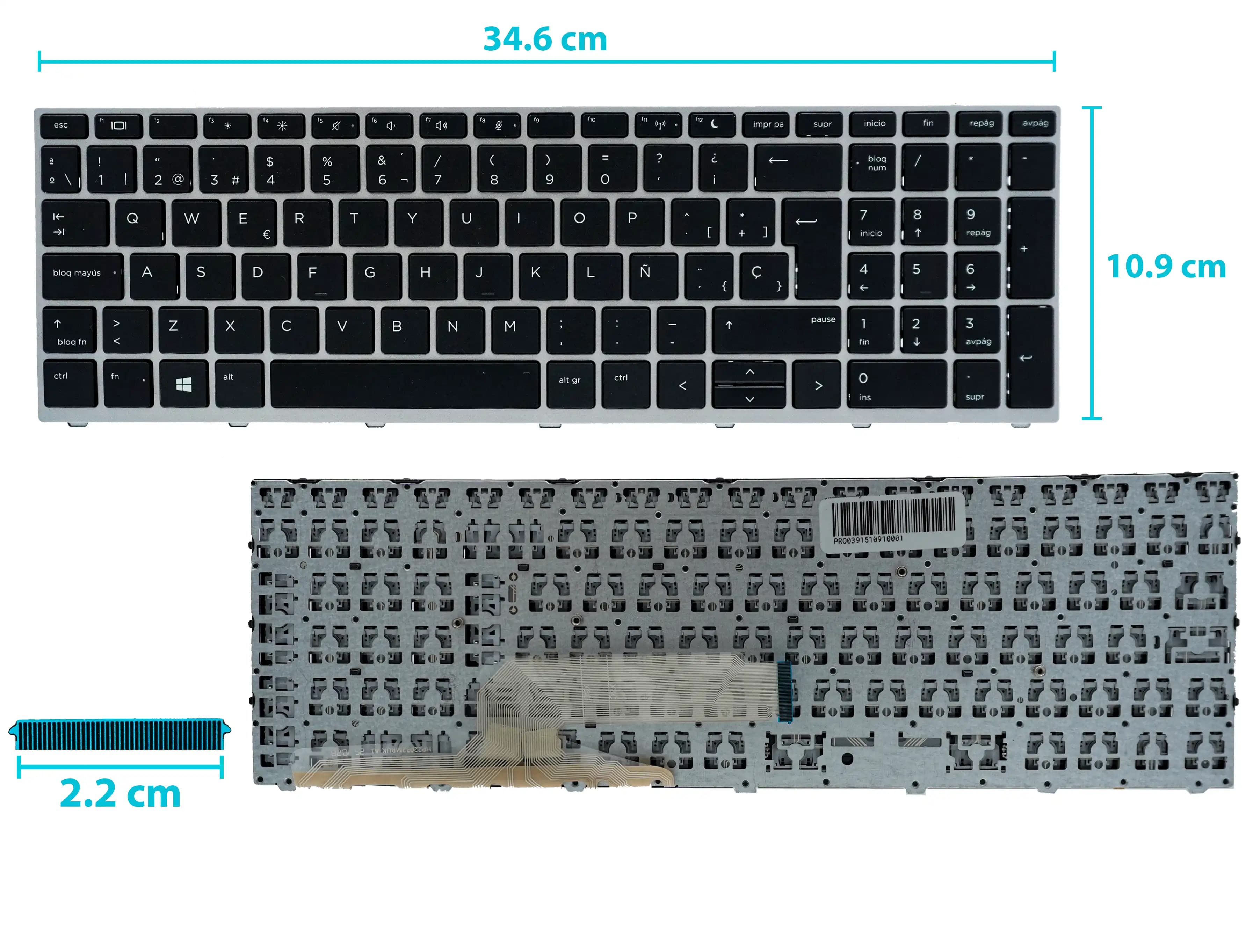 TECLADO HP 450 G5 455 G5 470 G5 SILVER SP NUMÉRICO — imagen 1