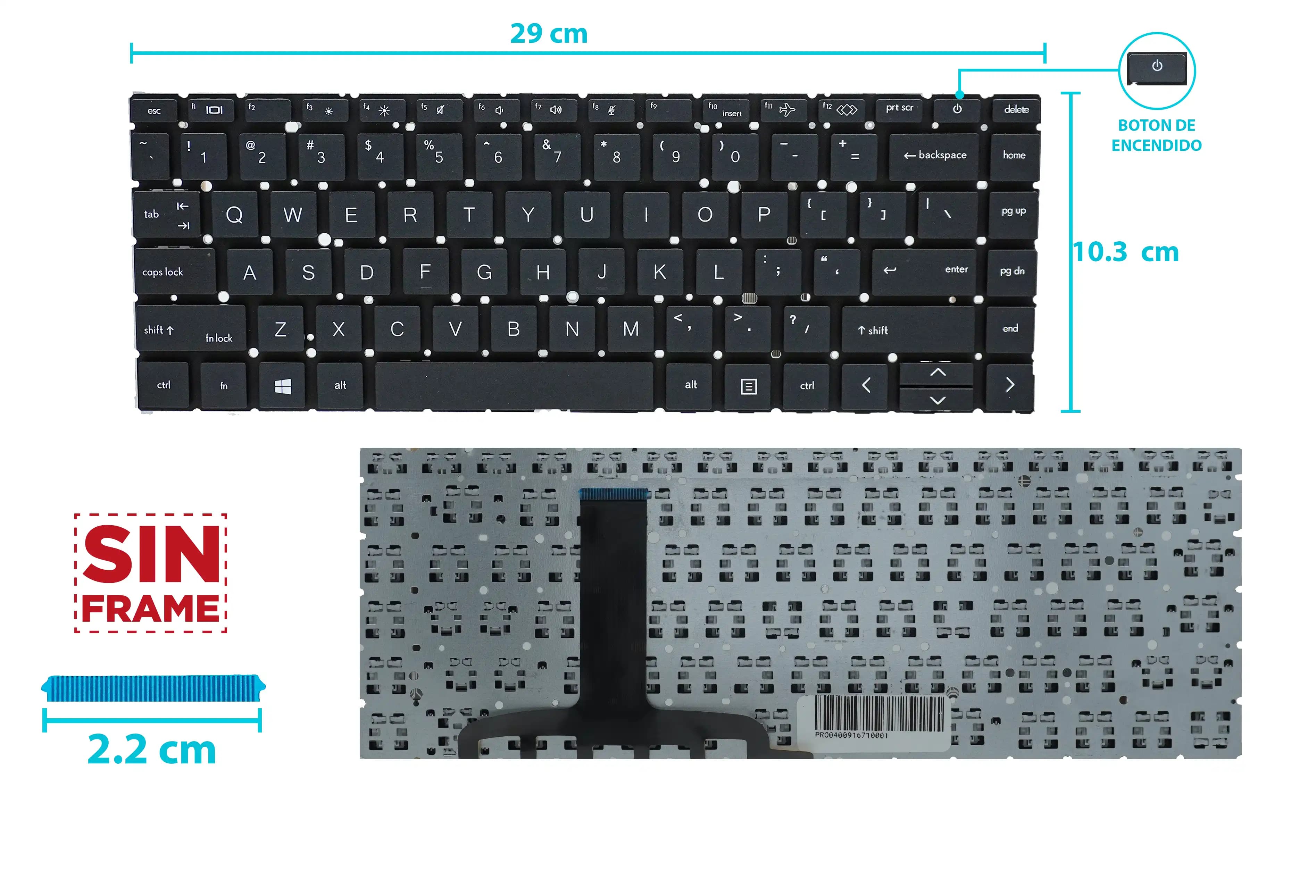 TECLADO HP PROBOOK 440 G8 445 G8 640 G8 640 G9 645 G8 645 G9 BOTON POWER SIN FRAME US — imagen 1