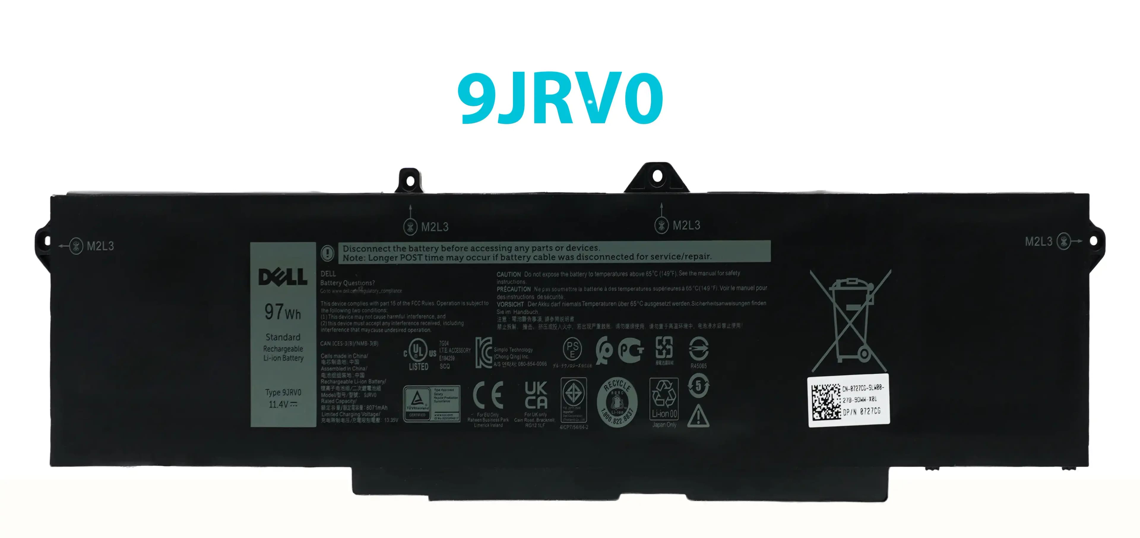 BATERIA DELL LATITUDE 5431 5531 5421 5521 PRECISION 3561 3581 3470 TYPE 9JRV0 11.4v 97Wh INTERNA *ORIGINAL* — imagen 1
