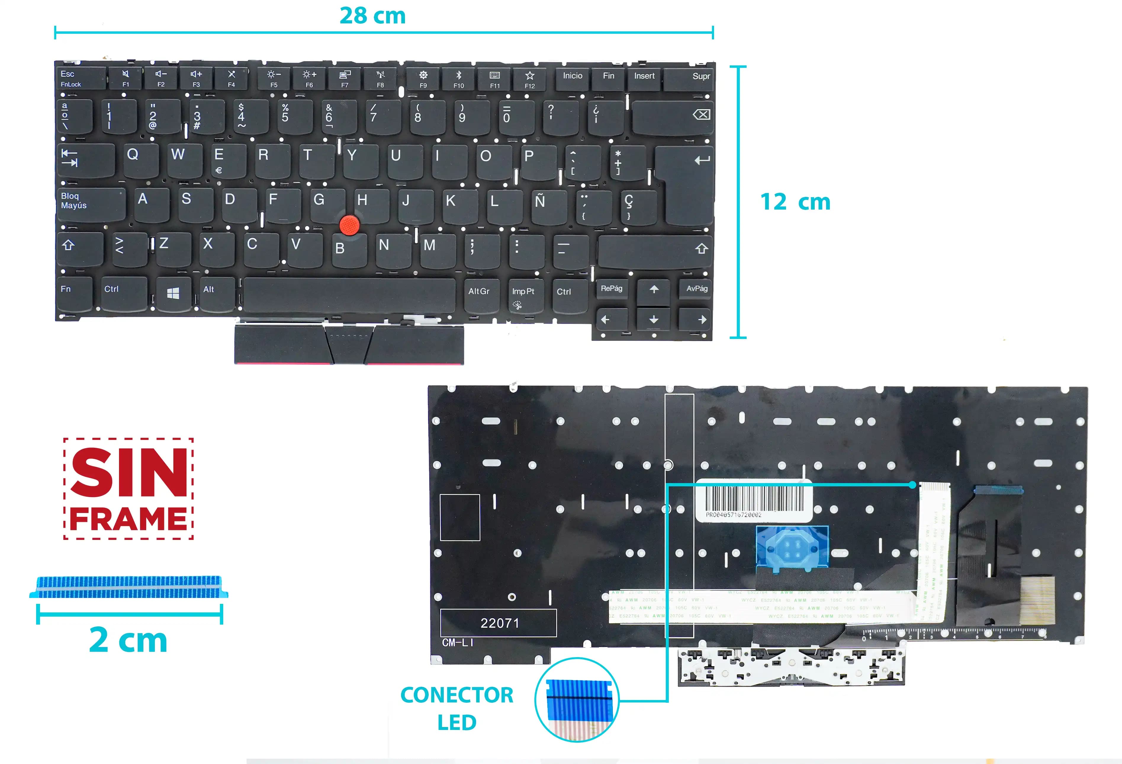 TECLADO LENOVO THINKPAD T490S T495 T495A T14S Gen 1 T14S Gen 2 Thinkpad X1 EXTREME Gen 1 y Gen 2 y Gen 3 SIN FRAME SP — imagen 1