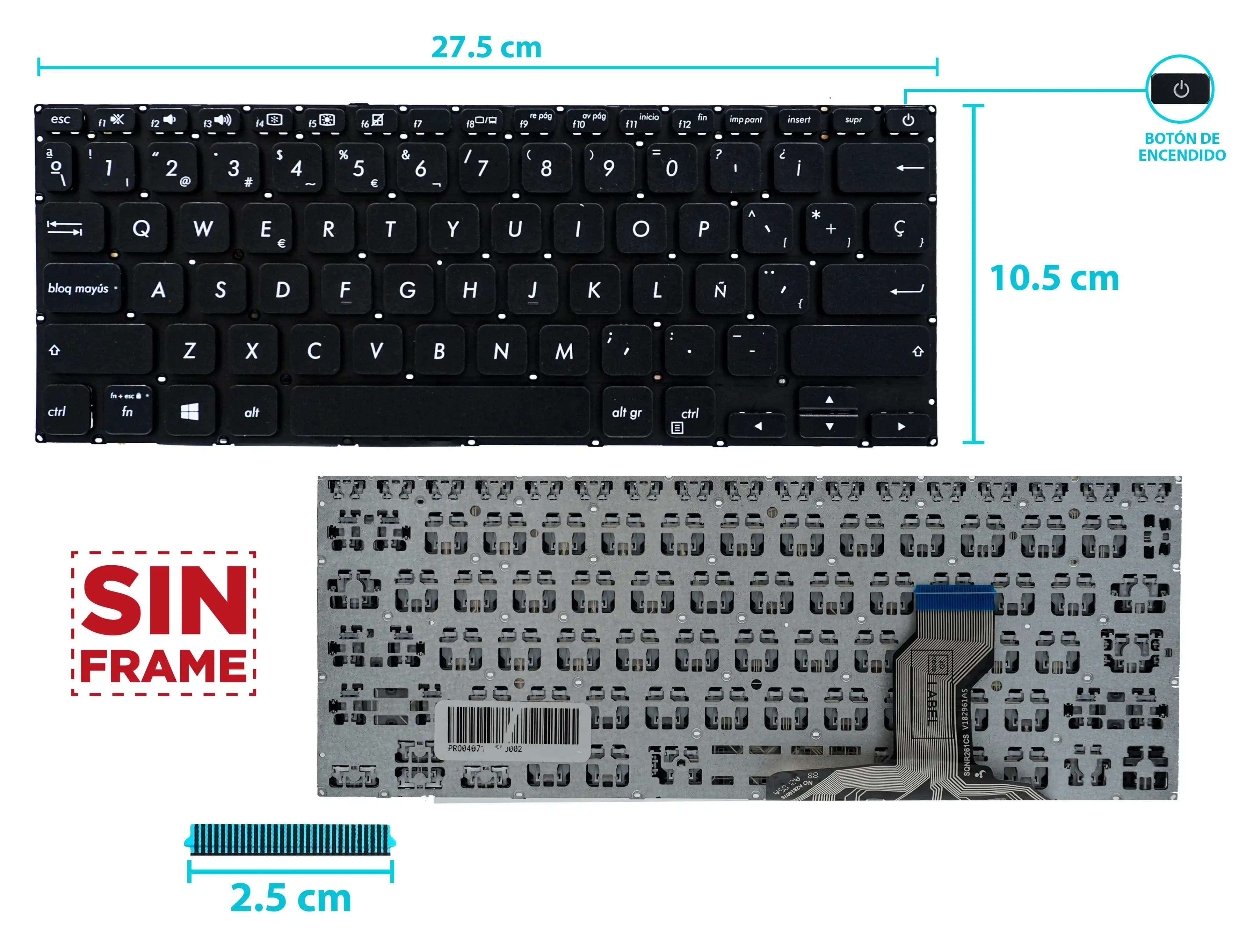 TECLADO ASUS VIVOBOOK 14 X420 X420F X420FA X420U A420F A420 A420U S420 S420UA P1411F P1411FA BOTON POWER SIN FRAME SP — imagen 1