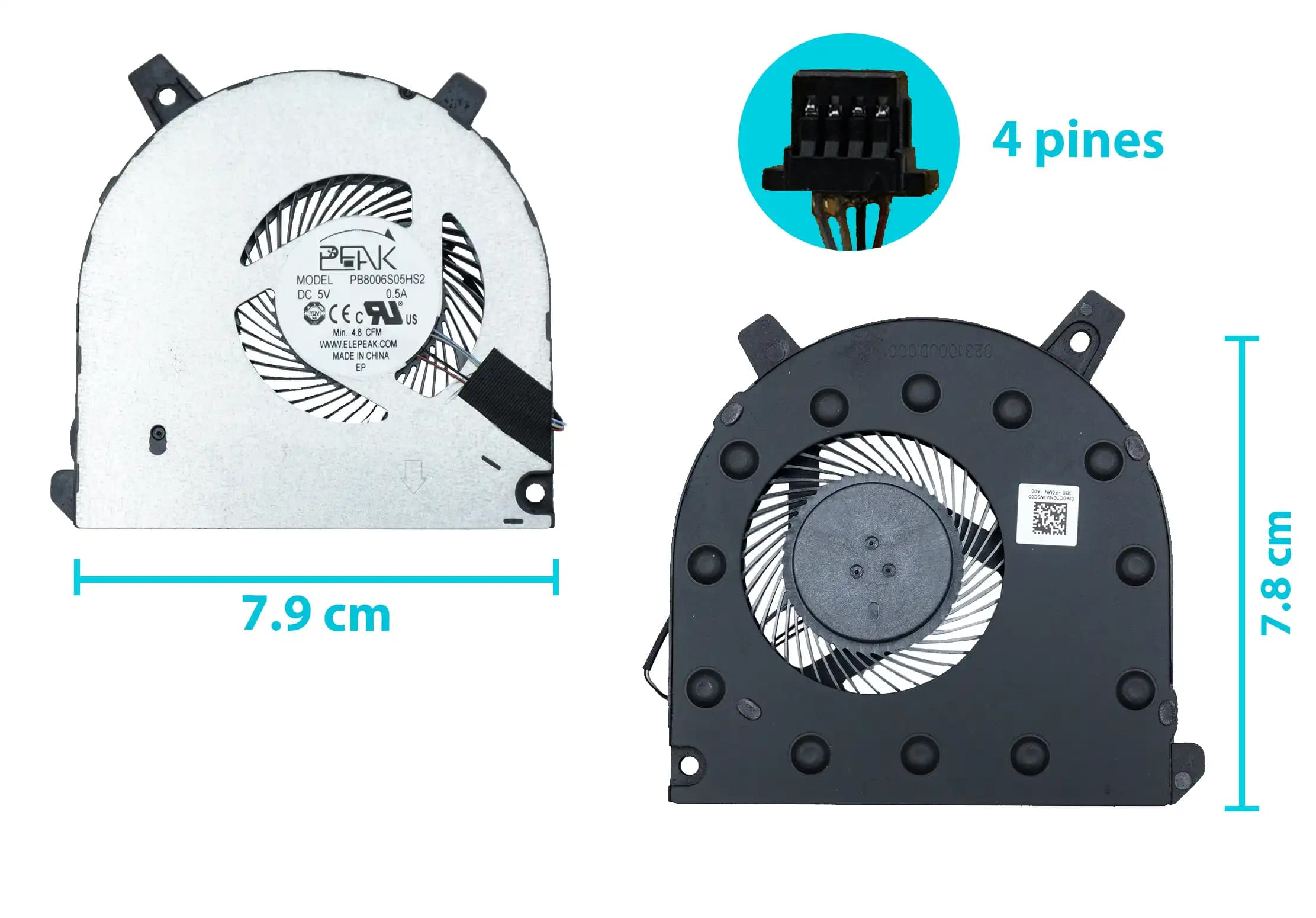 COOLER DELL CPU INSPIRON 7500 7506 i7506-5047SLV-PUS 2-en-1 0CTCNV 023.100JD.0011 WXRTY FMCL (4 LINES) — imagen 1