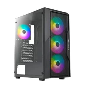 CASE AZZA FIGTHER AZ-290 Gaming Vidrio-Templado 7Slots 4 Ven. 2USB2.0 USB-3.0 RGB Mid Tower Black — imagen 2
