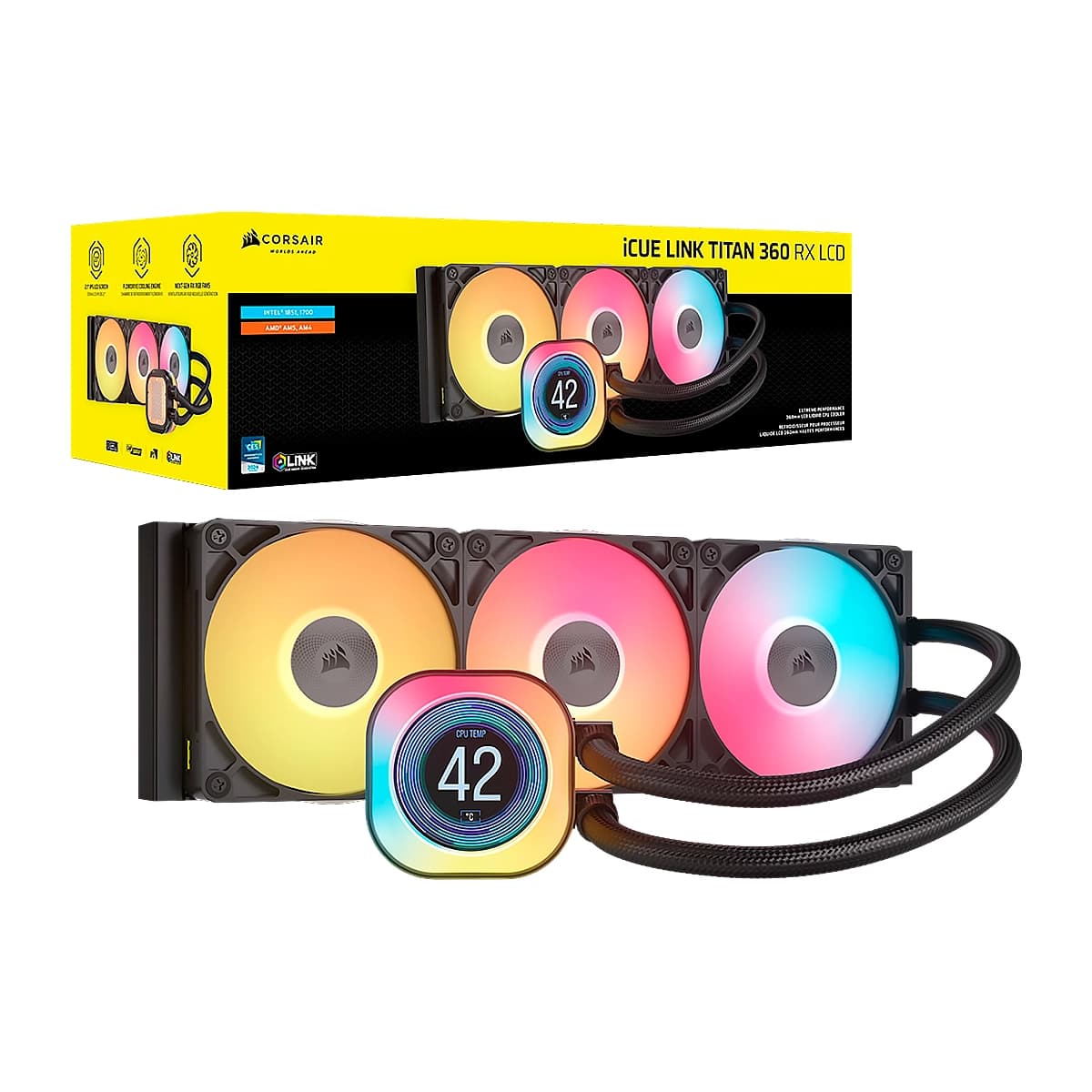 COOLER CORSAIR ICUE LINK TITAN 360 RX LCD Liquid CPU for Intel 1851 AMD-AM5 — imagen 5