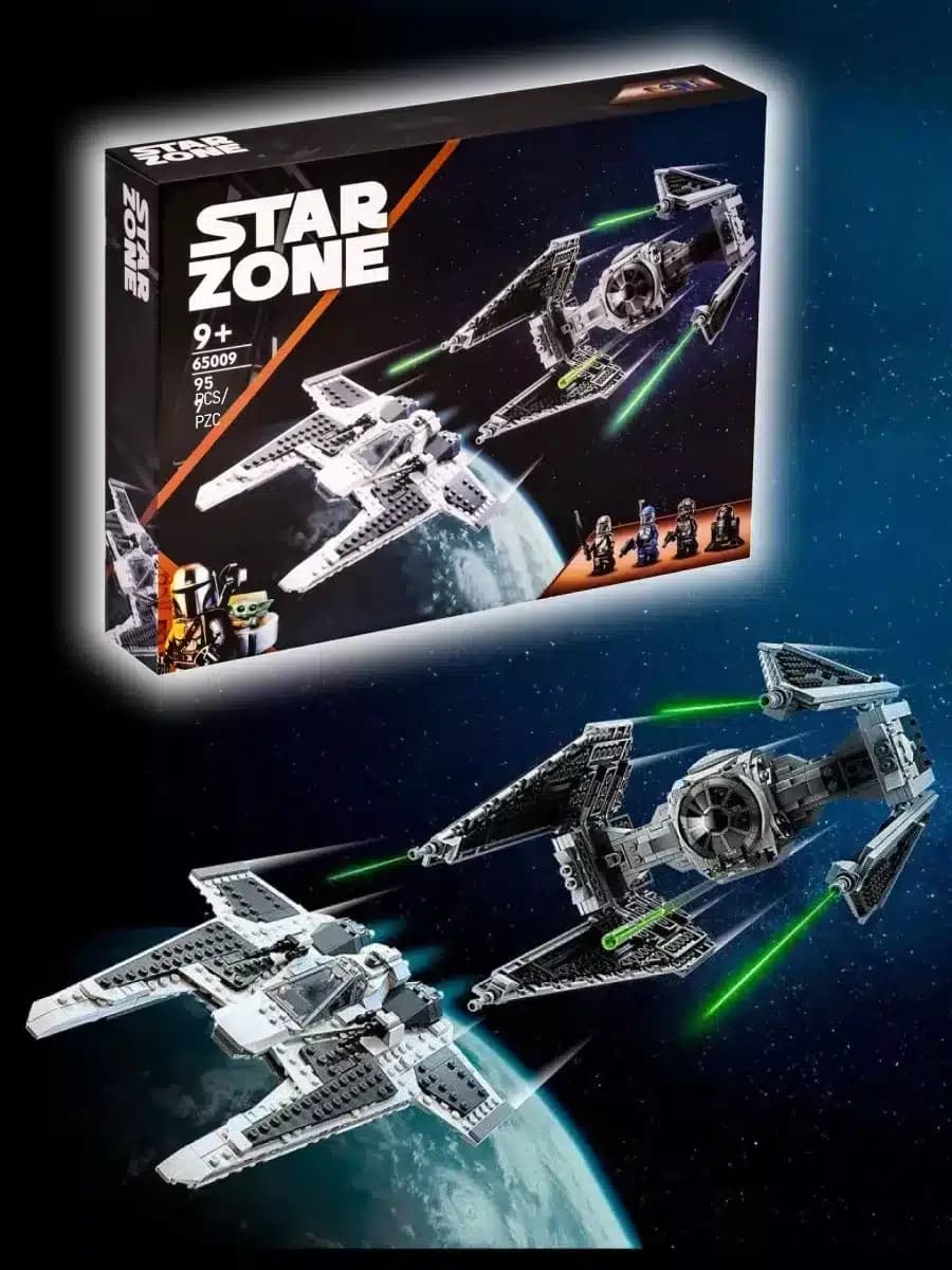 Star Zone Mandalorian Fang Fighter vs TIE Interceptor armable tipo Lego 957 Piezas 24cmX26cm Nuevo — imagen 1