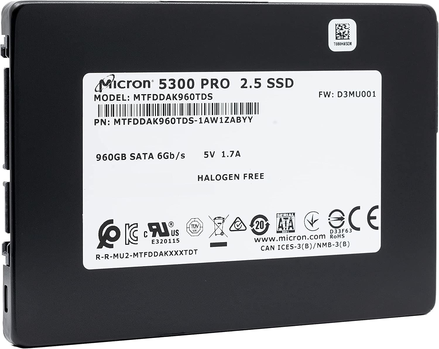 SSD Micron 5300 Pro 960GB SATA III 2.5" Enterprise MTFDDAK960TDS especializado en Servidor — imagen 1