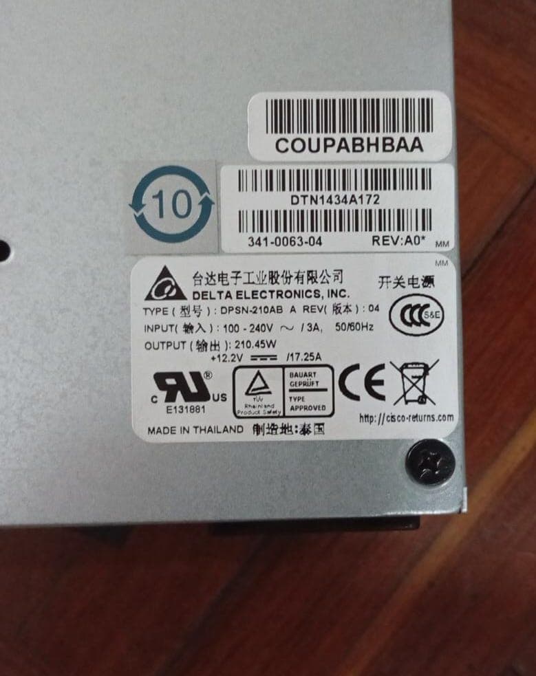 Fuente de Poder Cisco Delta DPSN-210AB A 210W 12.2V 17.25A – Para Servidor o Equipo de Red - Usado — imagen 3