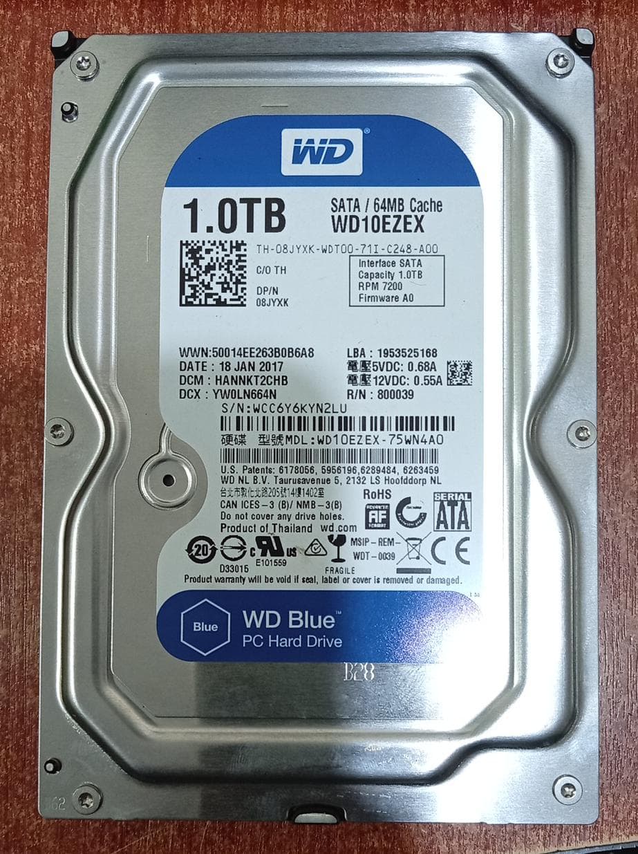 Disco Duro HDD Western Digital WD Blue WD10EZEX 1TB SATA III 7200RPM 64MB Cache — imagen 1