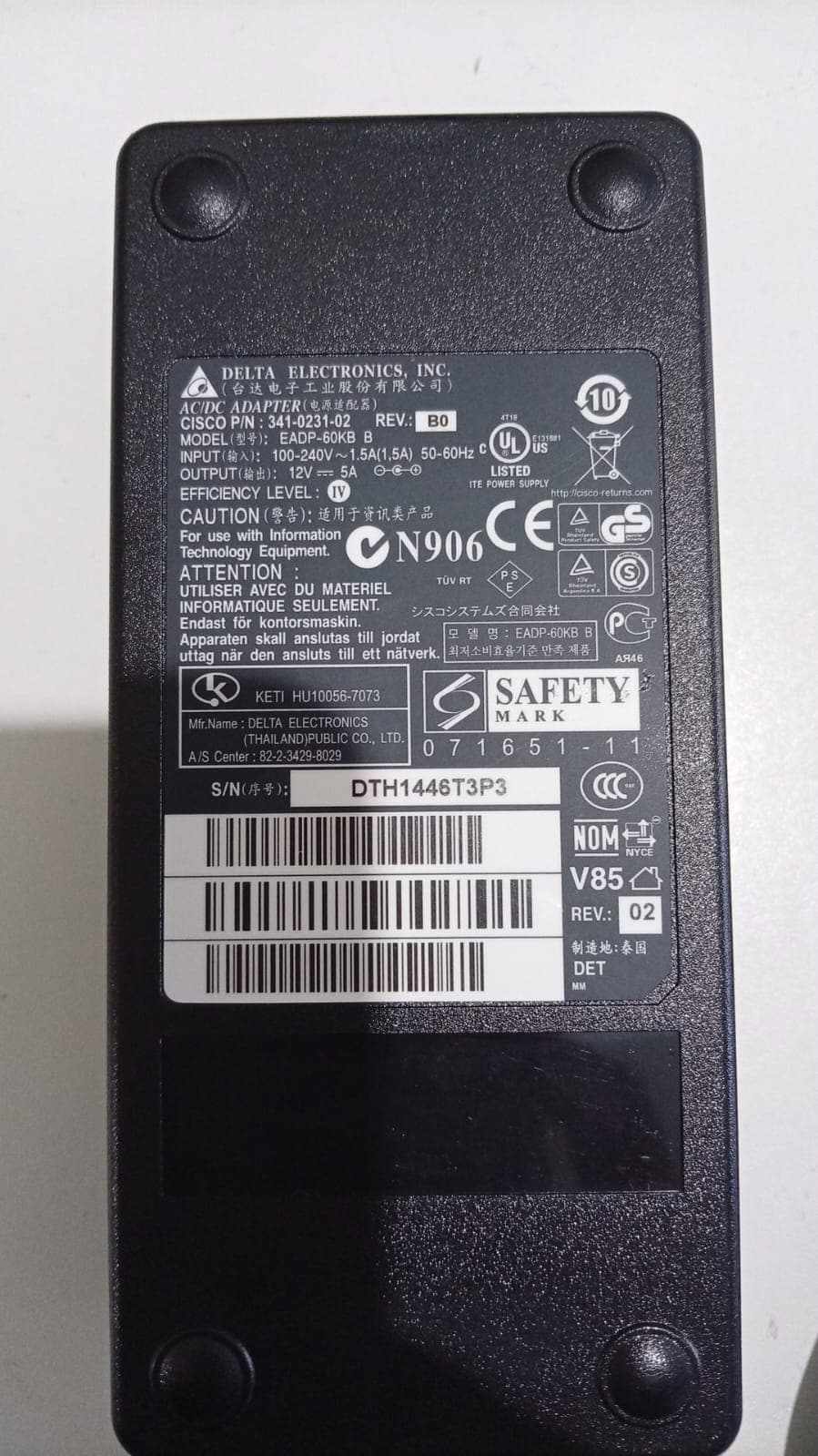 Fuente de Poder Delta Cisco EADP-60KB B 12V 5A 60W Original / Usado — imagen 2