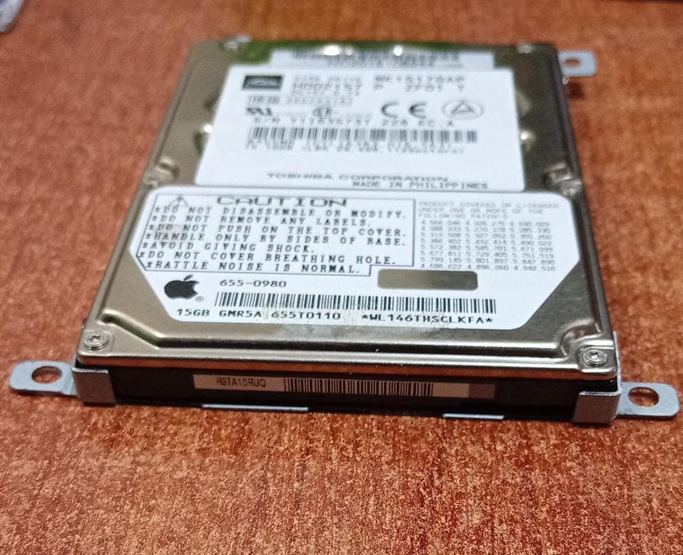 Disco Duro HDD Toshiba MK1517GAP 15GB 2.5" IDE/PATA Apple PowerBook / Usado — imagen 4