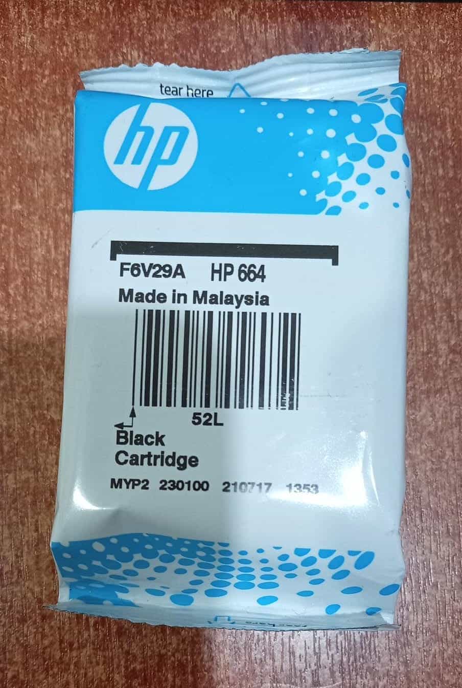 Cartucho de Tinta Original HP 664 Negro F6V29A / Nuevo Sellado de Fábrica