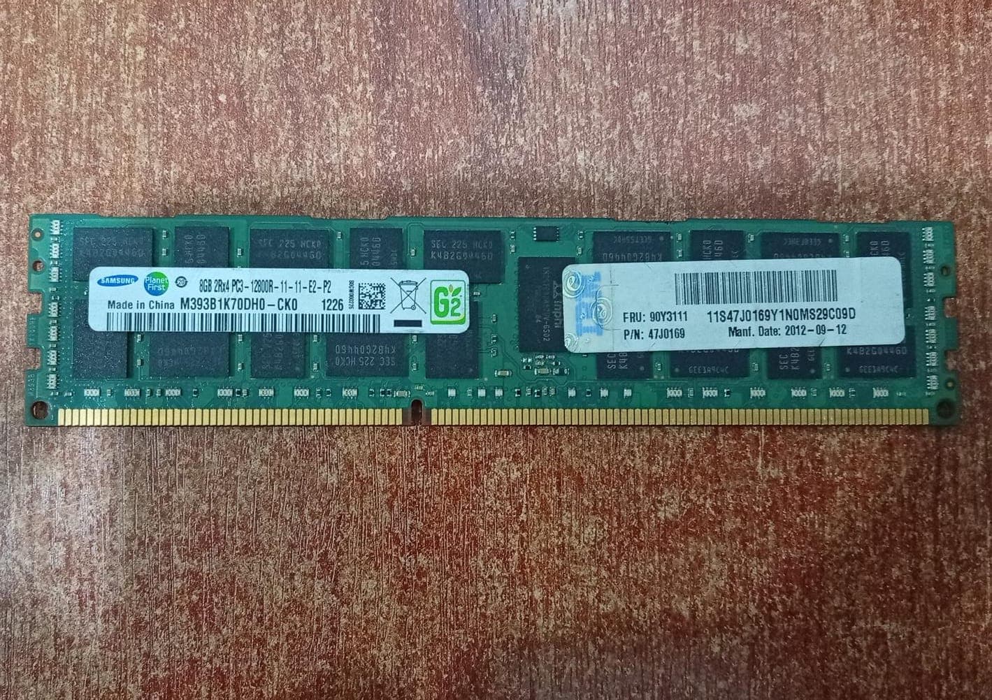 MEMORIA RAM M393B1K70DH0-CK0 SAMSUNG 8GB DDR3 PC3-12800R 1600MHz ECC REG 2Rx4 / Seminuevo