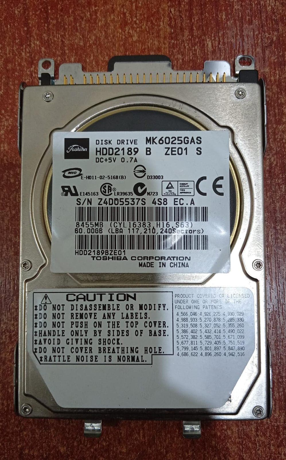 Disco Duro Toshiba MK6025GAS 60GB 2.5" IDE/PATA HDD 4200RPM / Usado — imagen 1