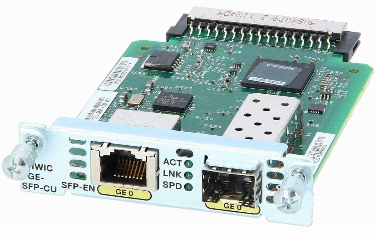 Cisco EHWIC-1GE-SFP-CU= Módulo Gigabit Ethernet Dual SFP/RJ45 Usado