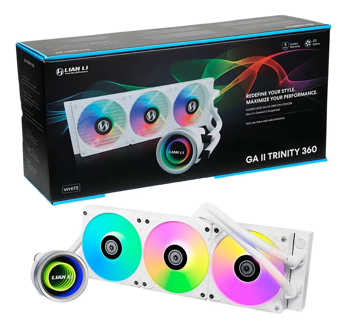 Enfriamiento Líquido LIAN LI Galahad II Trinity SL-INF 360 Blanco ARGB AIO 360mm - NUEVO — imagen 3