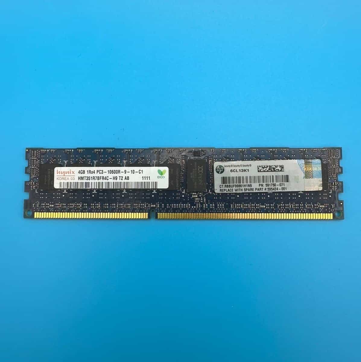 Memoria RAM Servidor Hynix 4GB DDR3 1333MHz PC3-10600R ECC REG HMT351R7BFR4C-H9
