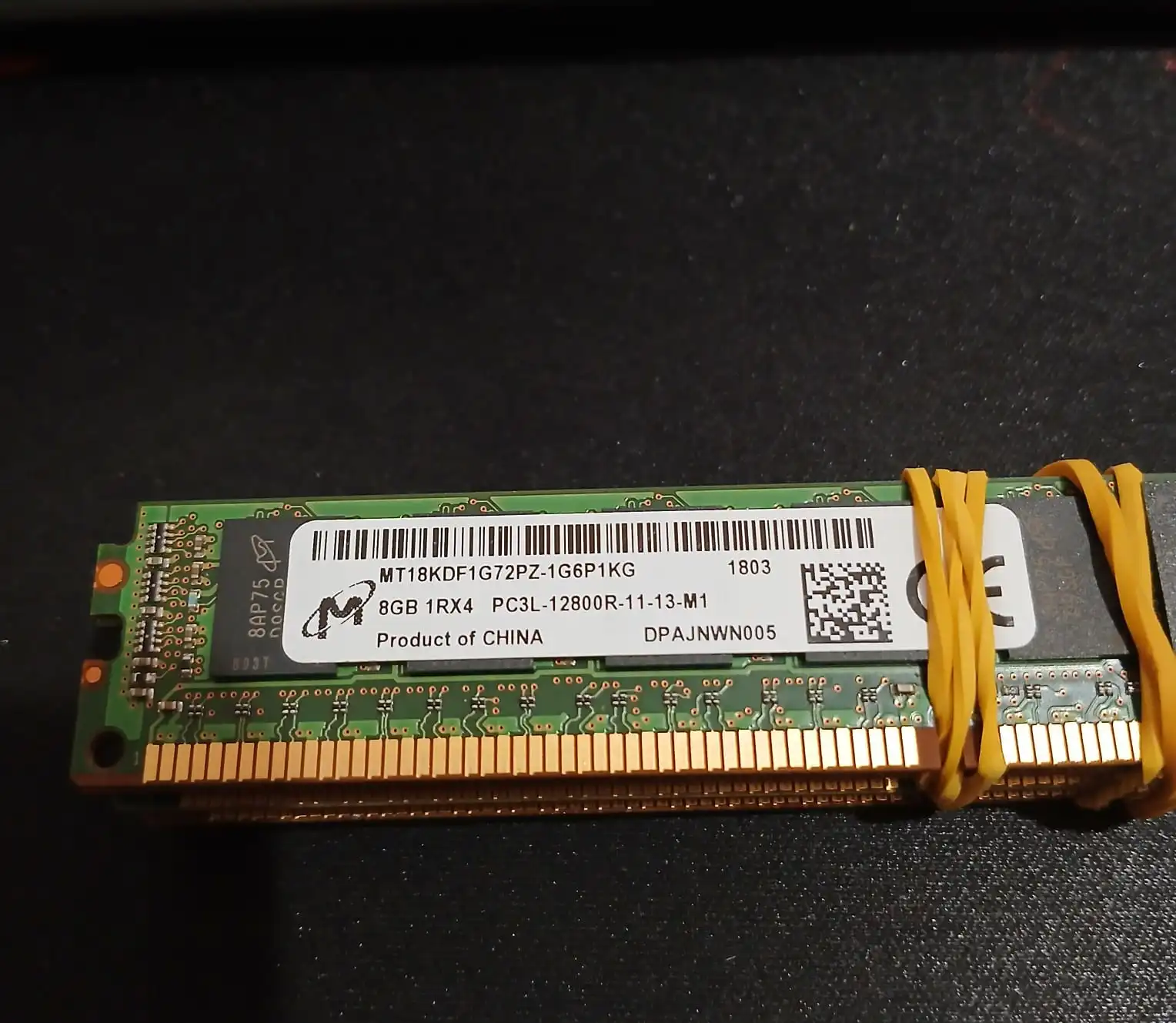 Memoria RAM Servidor Micron 8GB PC3L-12800R ECC RDIMM MT18KDF1G72PZ-1G6P1KG - Usado