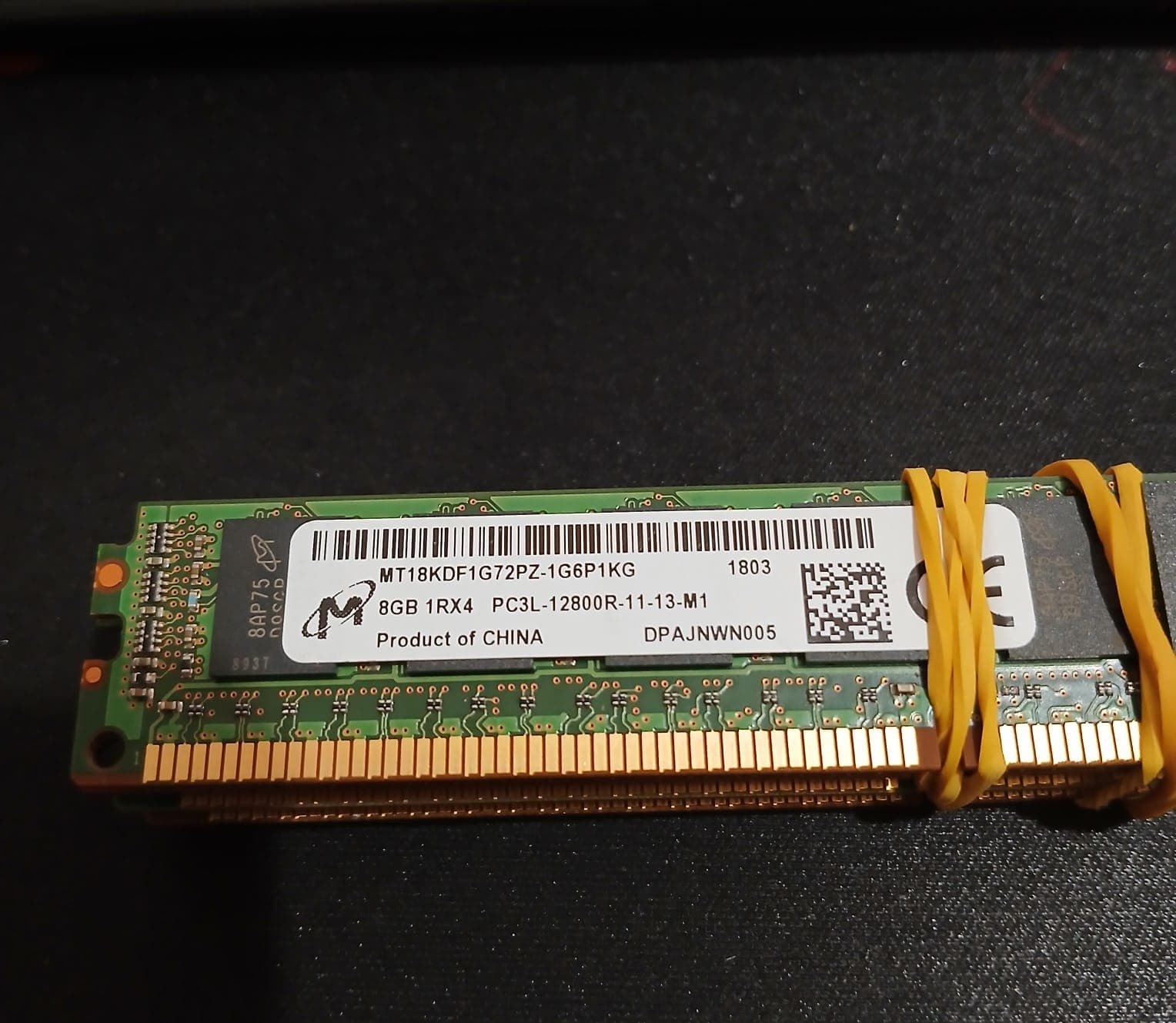 Memoria RAM Servidor Micron 8GB PC3L-12800R ECC RDIMM MT18KDF1G72PZ-1G6P1KG - Usado — imagen 1