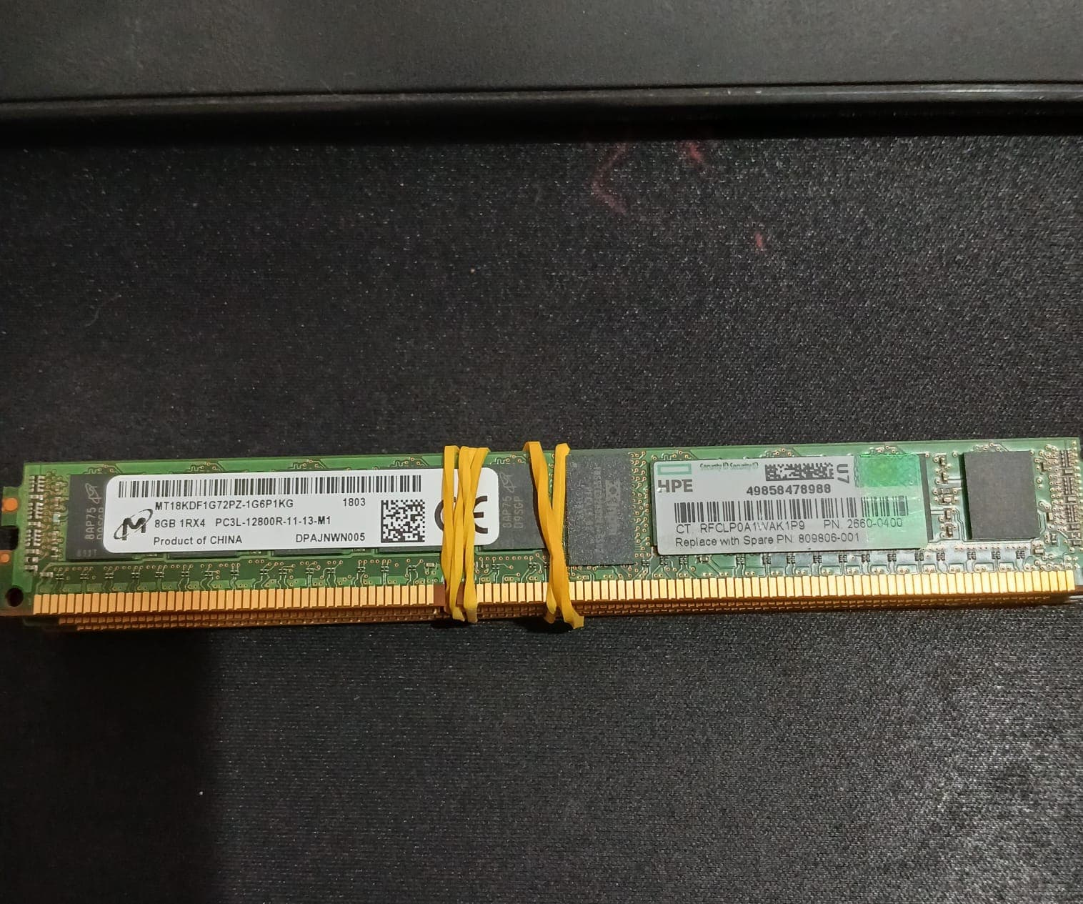 Memoria RAM Servidor Micron 8GB PC3L-12800R ECC RDIMM MT18KDF1G72PZ-1G6P1KG - Usado — imagen 2
