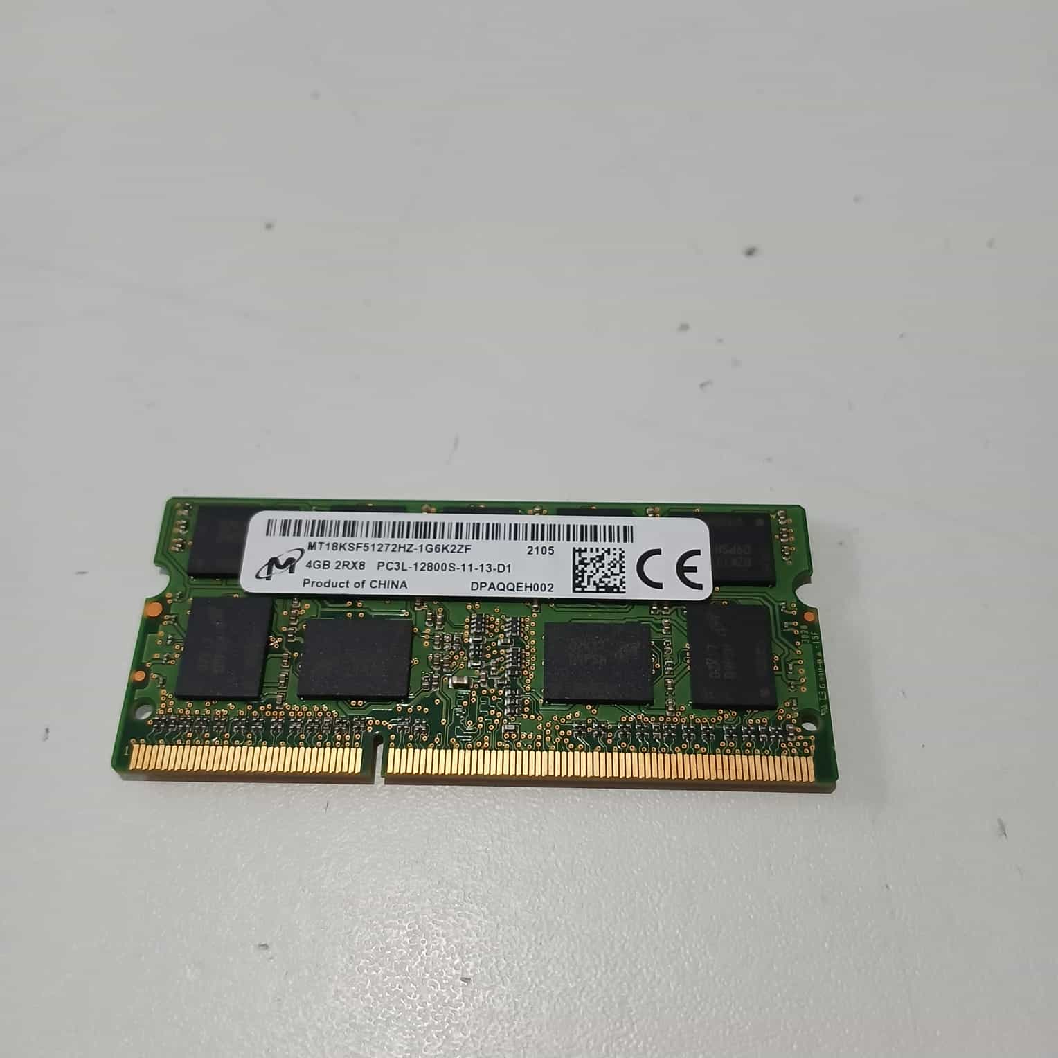 Memoria RAM Micron 4GB DDR3L 1600MHz ECC SO-DIMM PC3L-12800S (MT18KSF51272HZ) - Pull