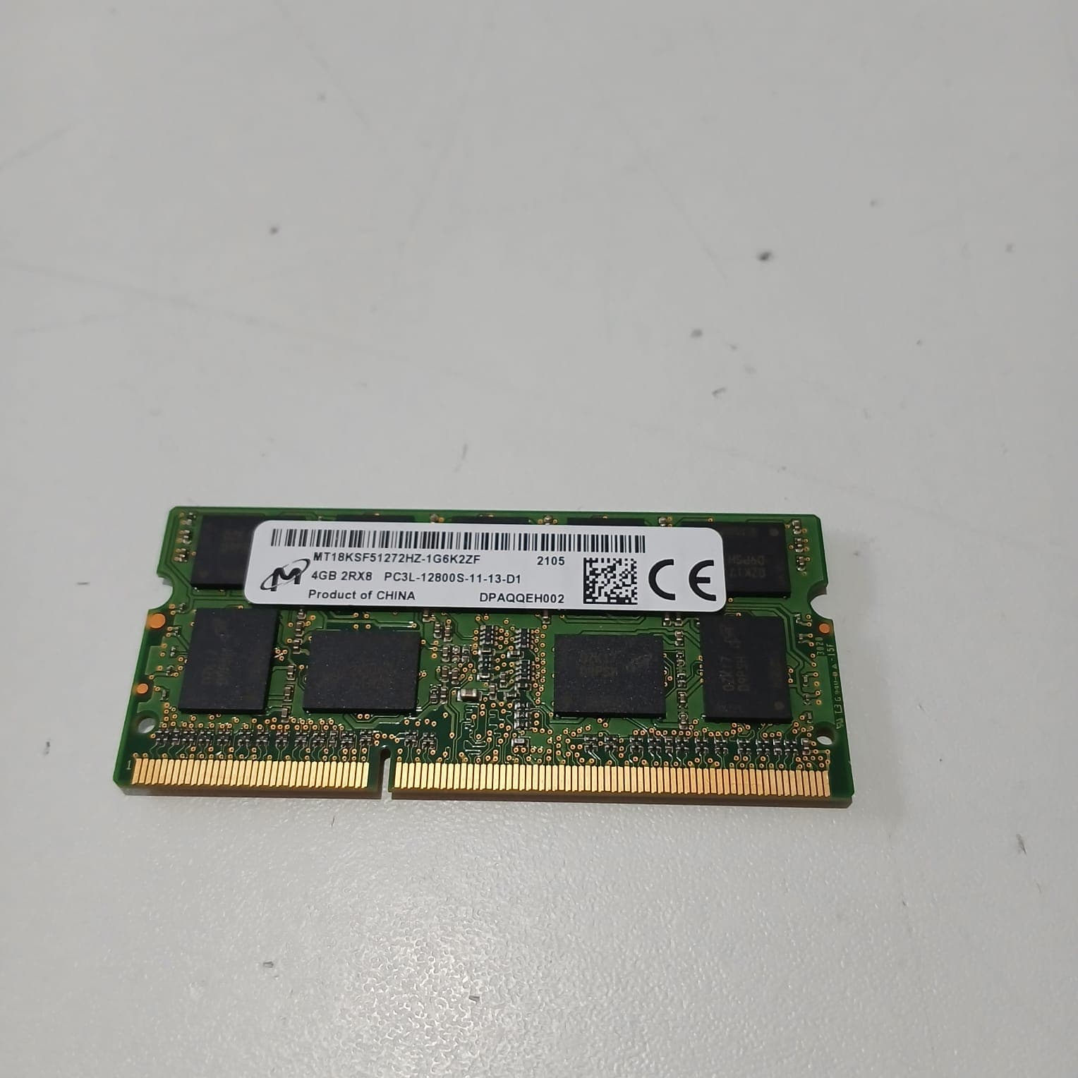 Memoria RAM Micron 4GB DDR3L 1600MHz ECC SO-DIMM PC3L-12800S (MT18KSF51272HZ) - Pull — imagen 1
