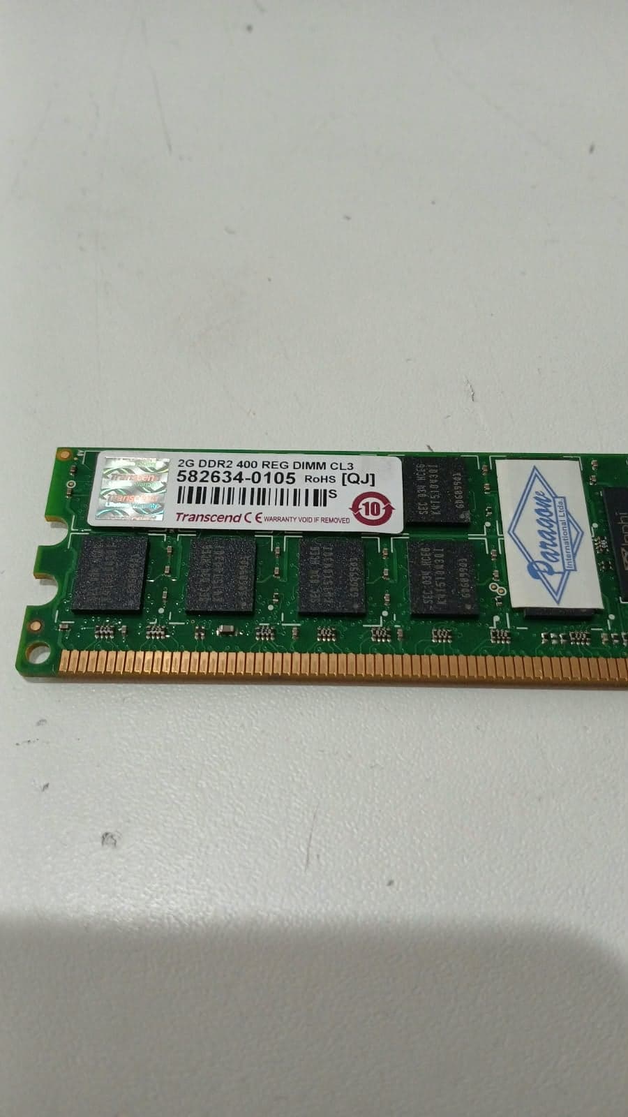 Memoria RAM Servidor Transcend 2GB DDR2 400MHz PC2-3200R ECC Reg 582634-0105 — imagen 1