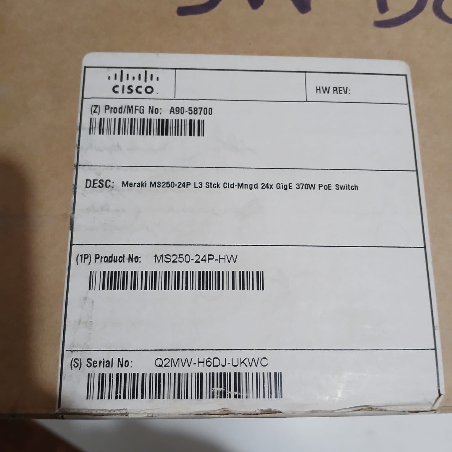 Switch Cisco Meraki MS250-24P Cloud-Managed L3 24 Puertos Gigabit PoE+ - Usado — imagen 2