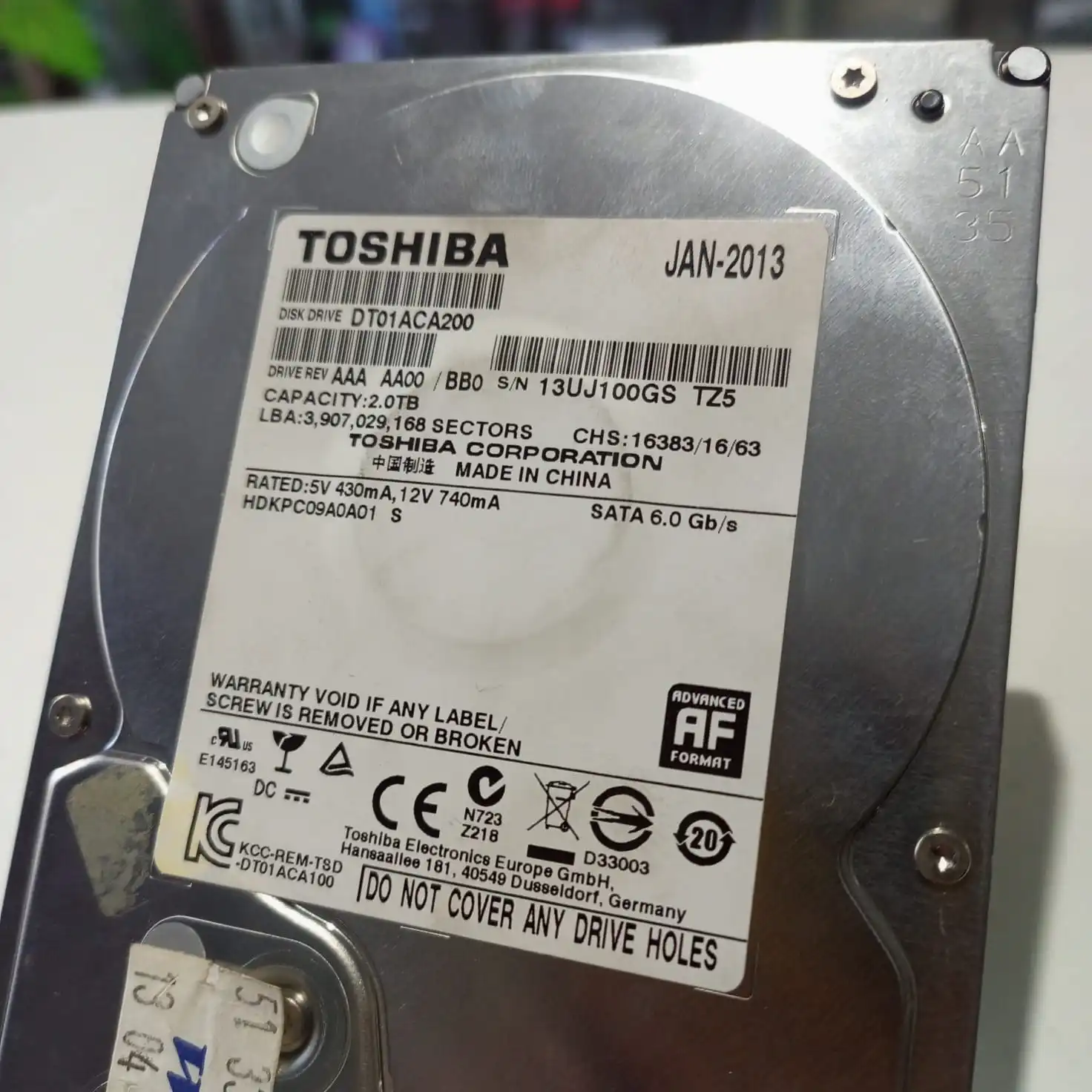 Disco Duro Toshiba 2TB DT01ACA200 3.5" SATA 7200 RPM - Usado Perfecto Estado