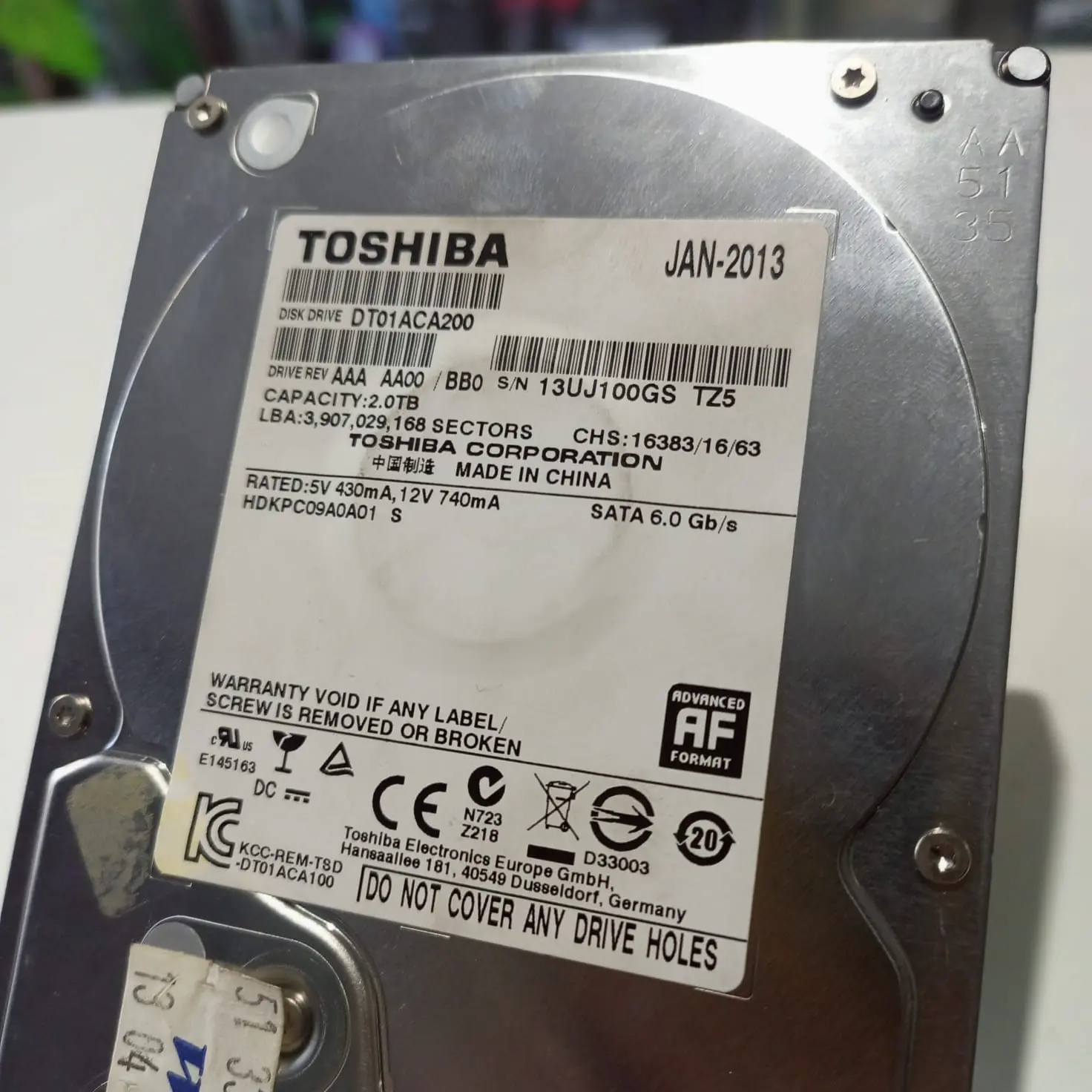 Disco Duro Toshiba 2TB DT01ACA200 3.5" SATA 7200 RPM - Usado Perfecto Estado — imagen 1