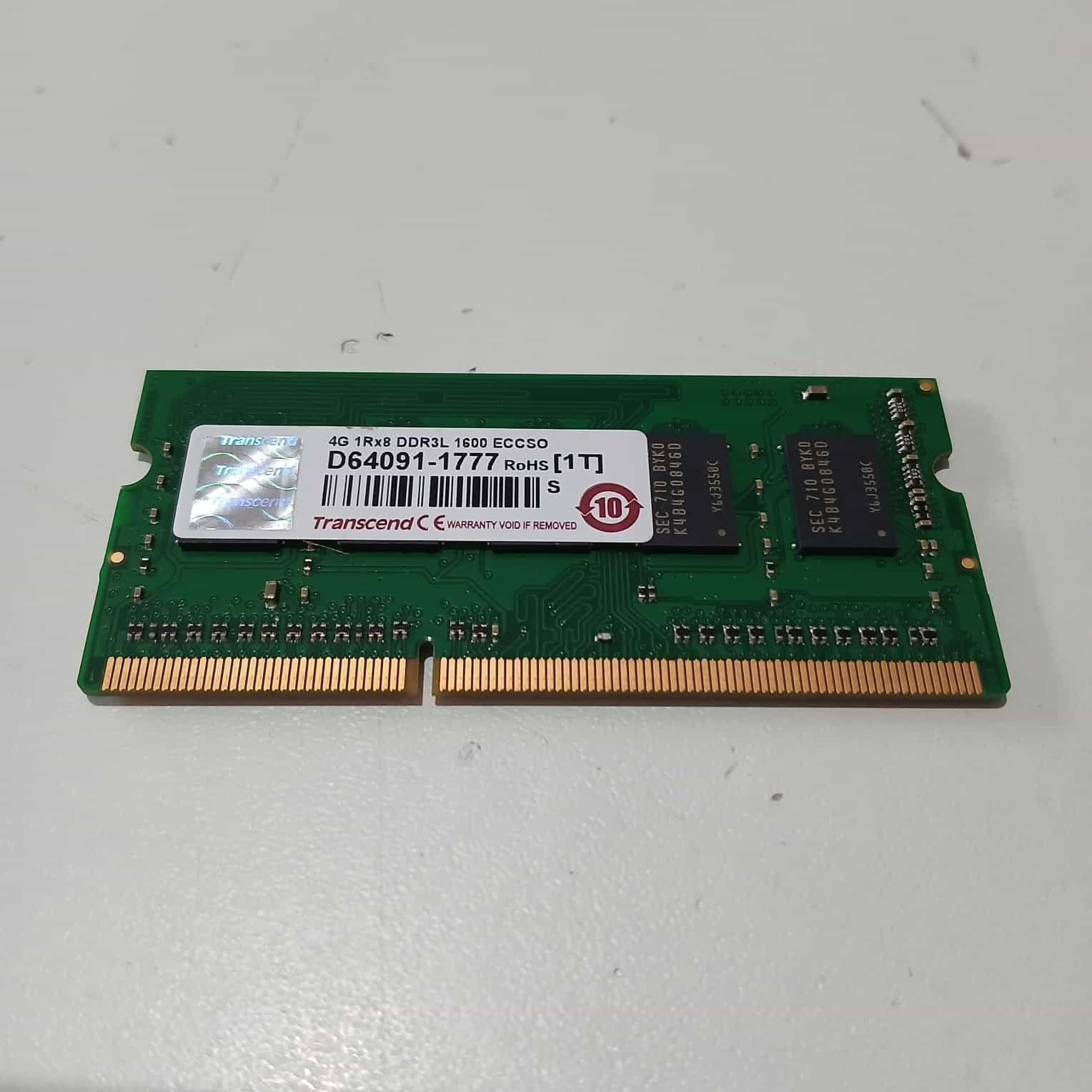 Memoria RAM Servidor Transcend 4GB DDR3L 1600MHz ECC SO-DIMM D64091-1777 (Usada)