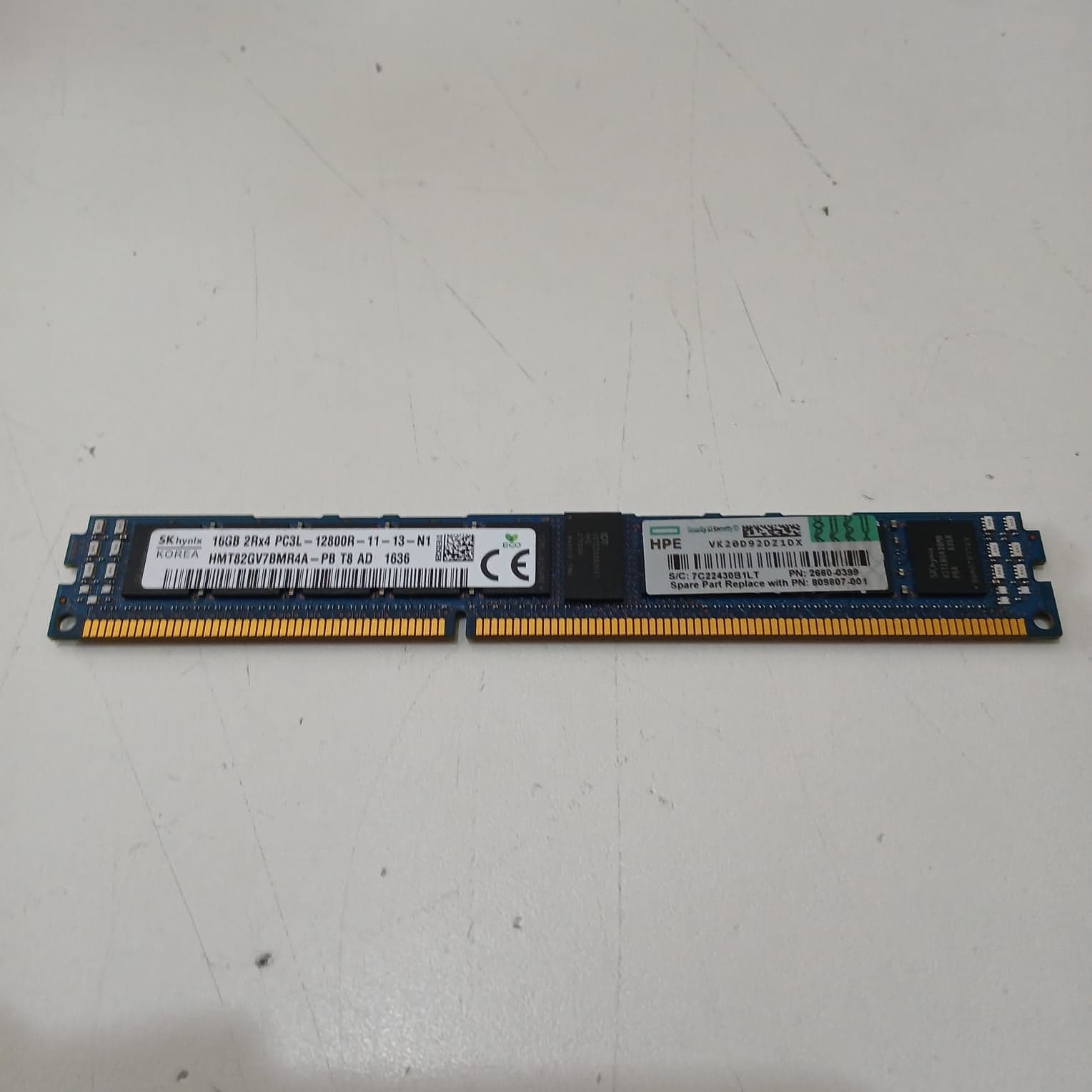 SK Hynix 16GB DDR3L 1600MHz ECC Registered RDIMM Server RAM HMT82GV7BMR4A-PB - Usado