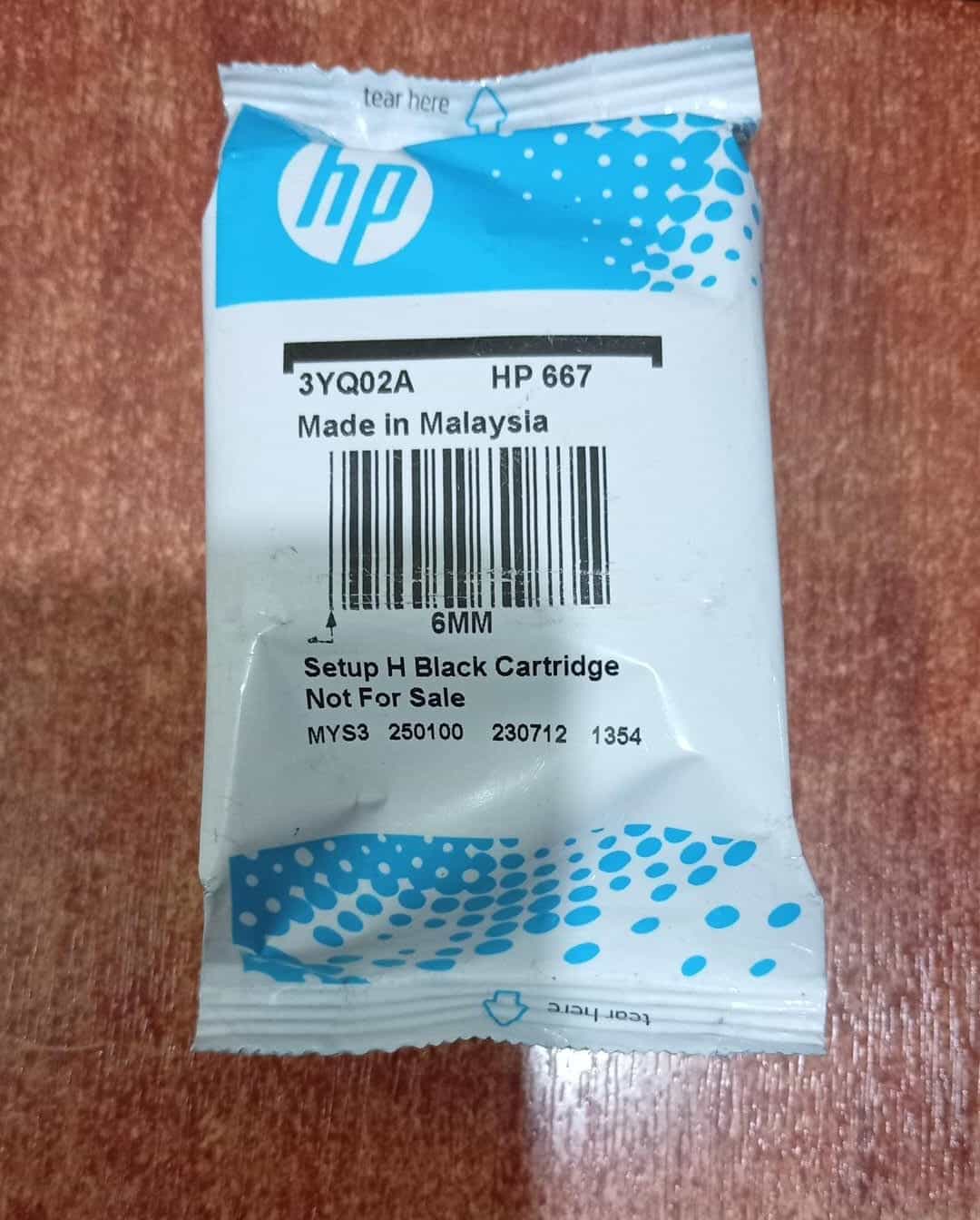 Cartucho de Tinta Original HP 667 Negro 3YQ02A SETUP / Nuevo Sellado de Fábrica