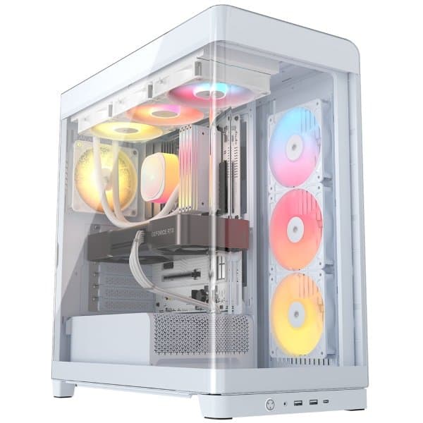CASE CORSAIR ATX 4500X LX-R RGB iCUE LINK Panoramic Glass 2USB3.2 HD-Audio Mid-Tower White — imagen 1
