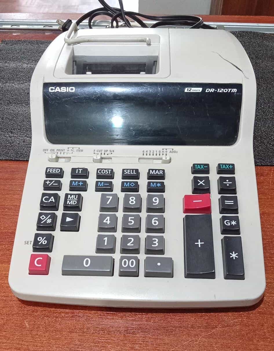Calculadora Impresora 12 Dígitos CASIO DR-120TM Profesional de Escritorio / Usado