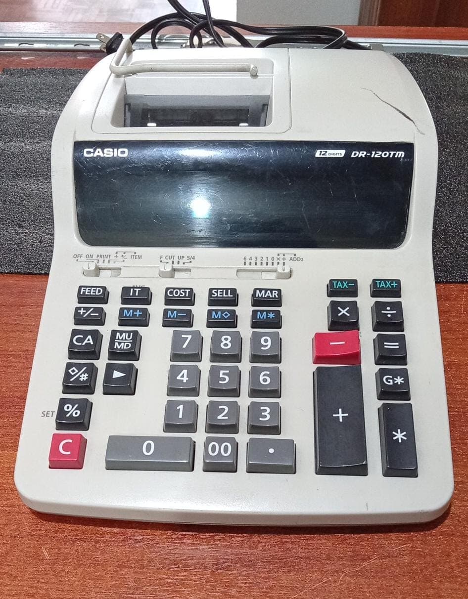 Calculadora Impresora 12 Dígitos CASIO DR-120TM Profesional de Escritorio / Usado