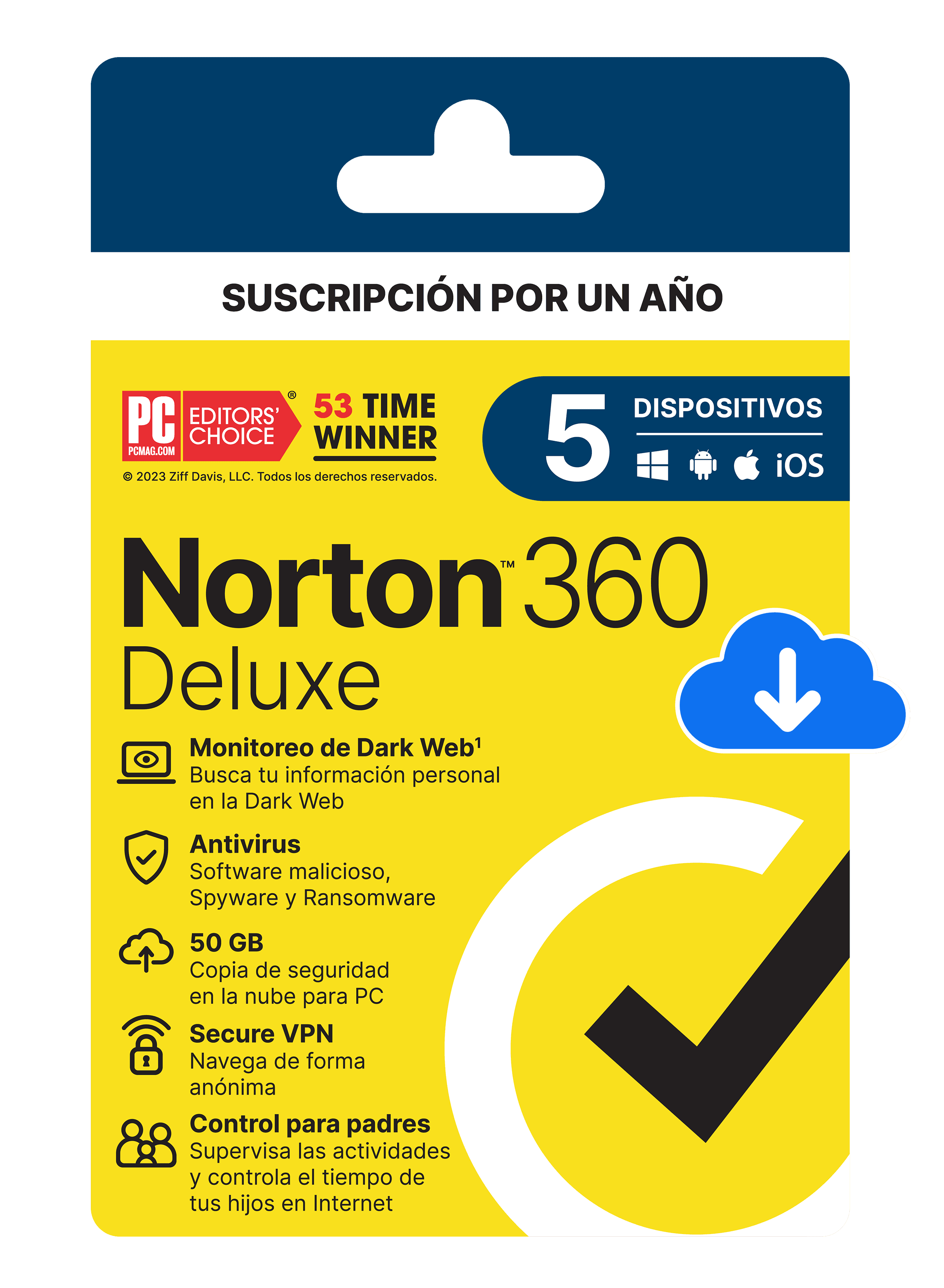 NORTON 360 DELUXE 1 AÑO 5 DISPOSITIVOS PC CLOUD 50 GB VPN ILIMITADA PC — imagen 2