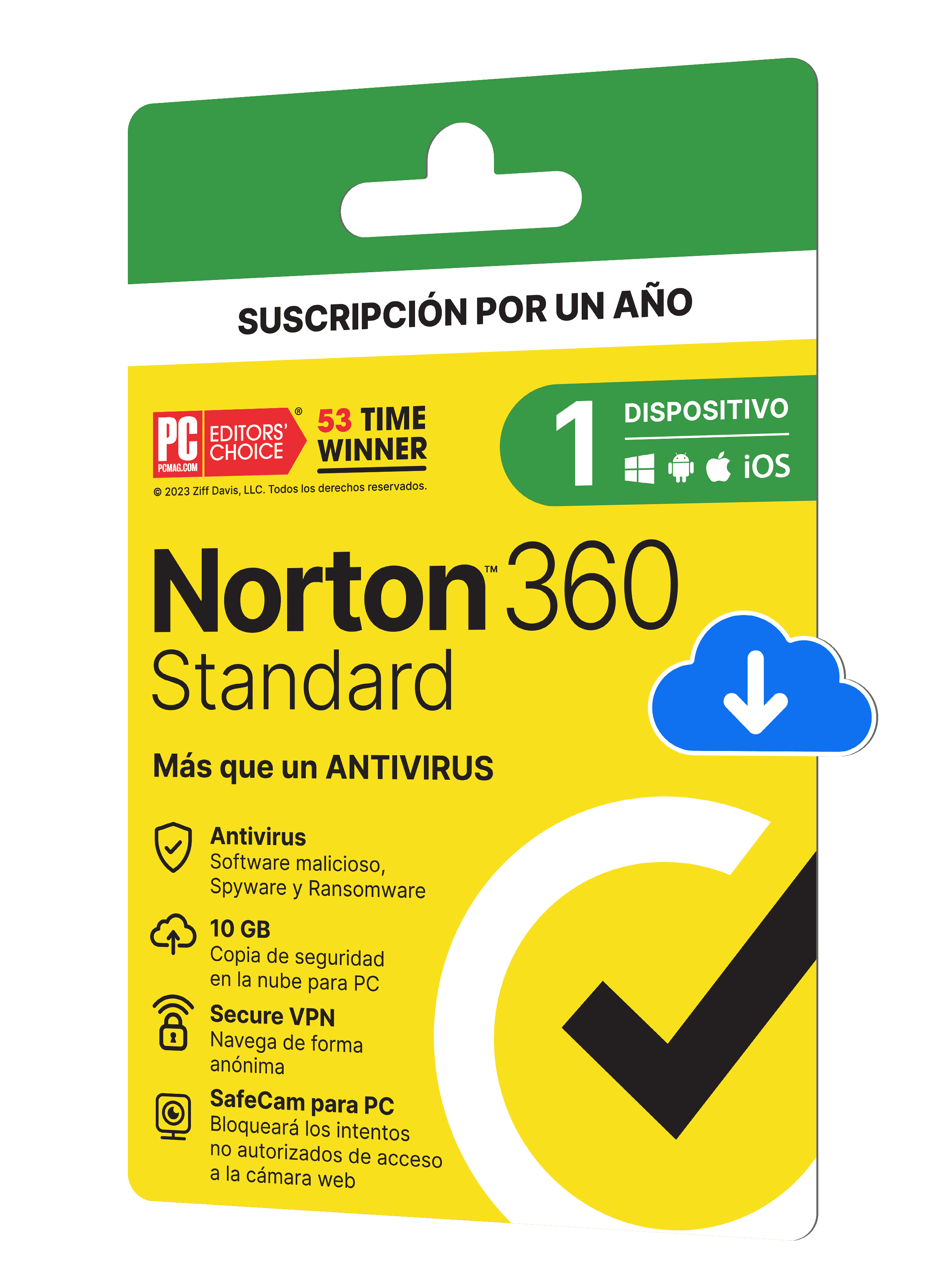 NORTON 360 STANDARD 1 AÑO 1 DISPOSITIVO PC CLOUD 10 GB VPN ILIMITADA P — imagen 1